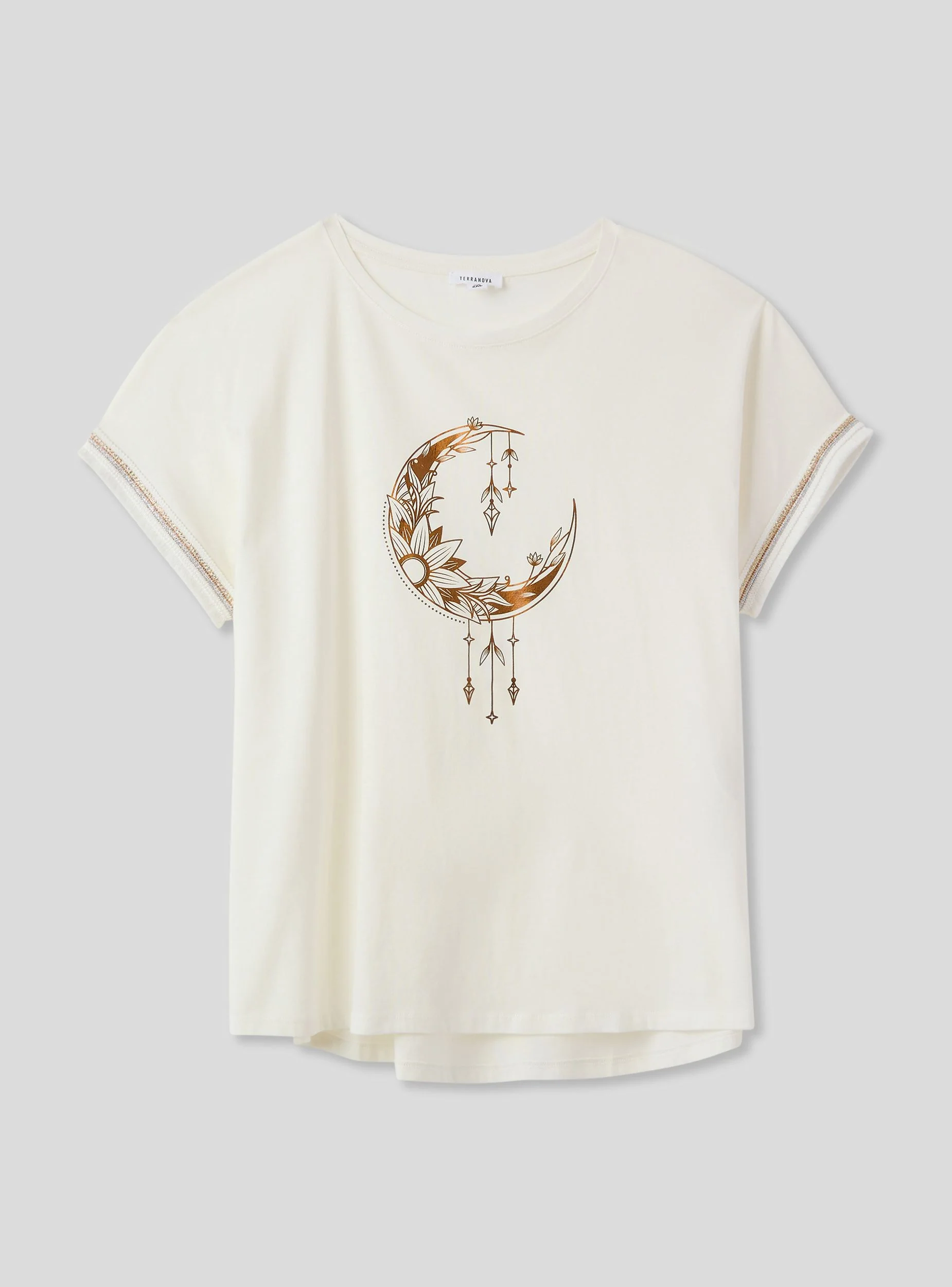T-shirt con stampa laminata in stile etnico - Image 5