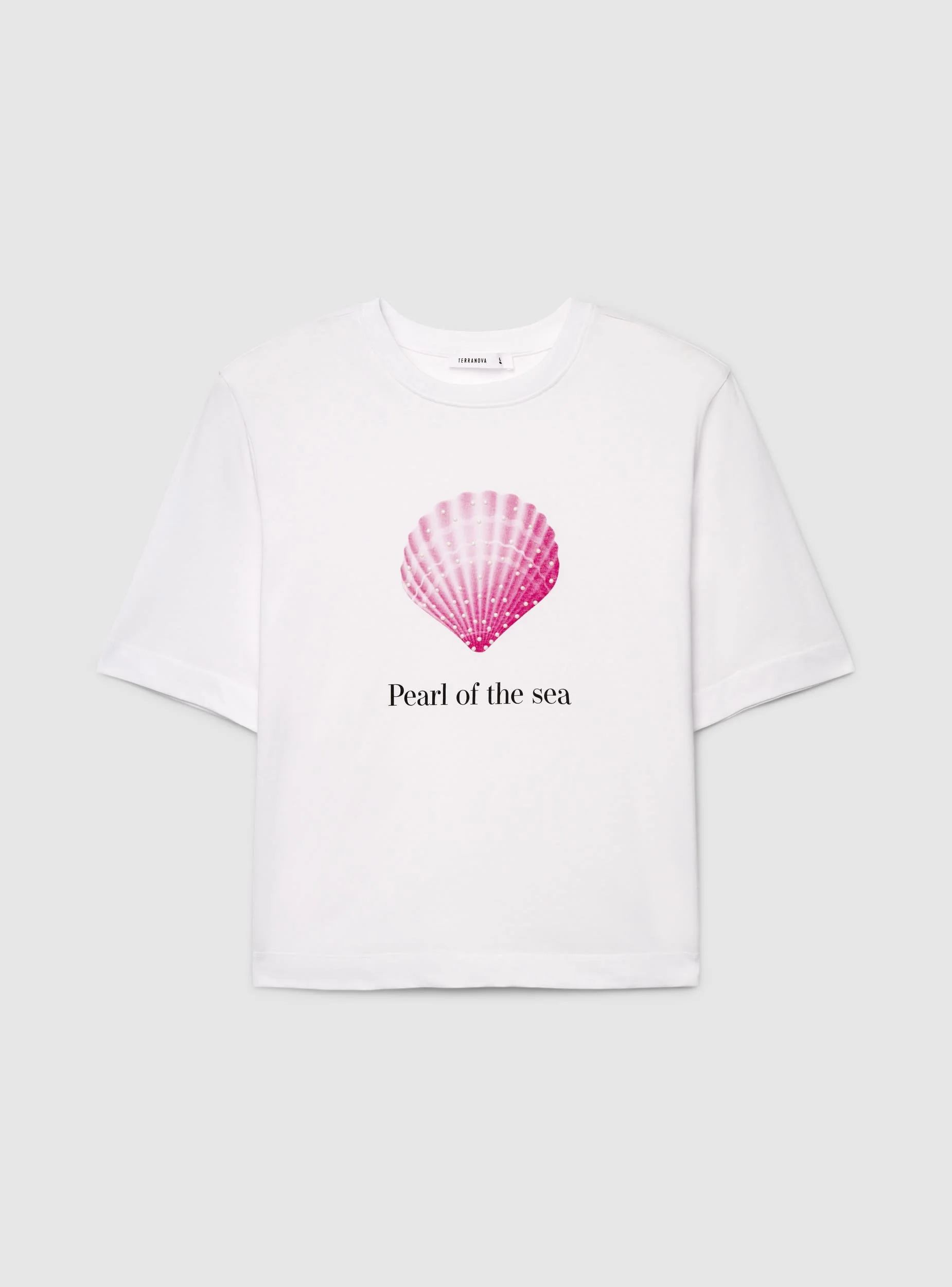 T-shirt con stampa marina e strass - Image 7