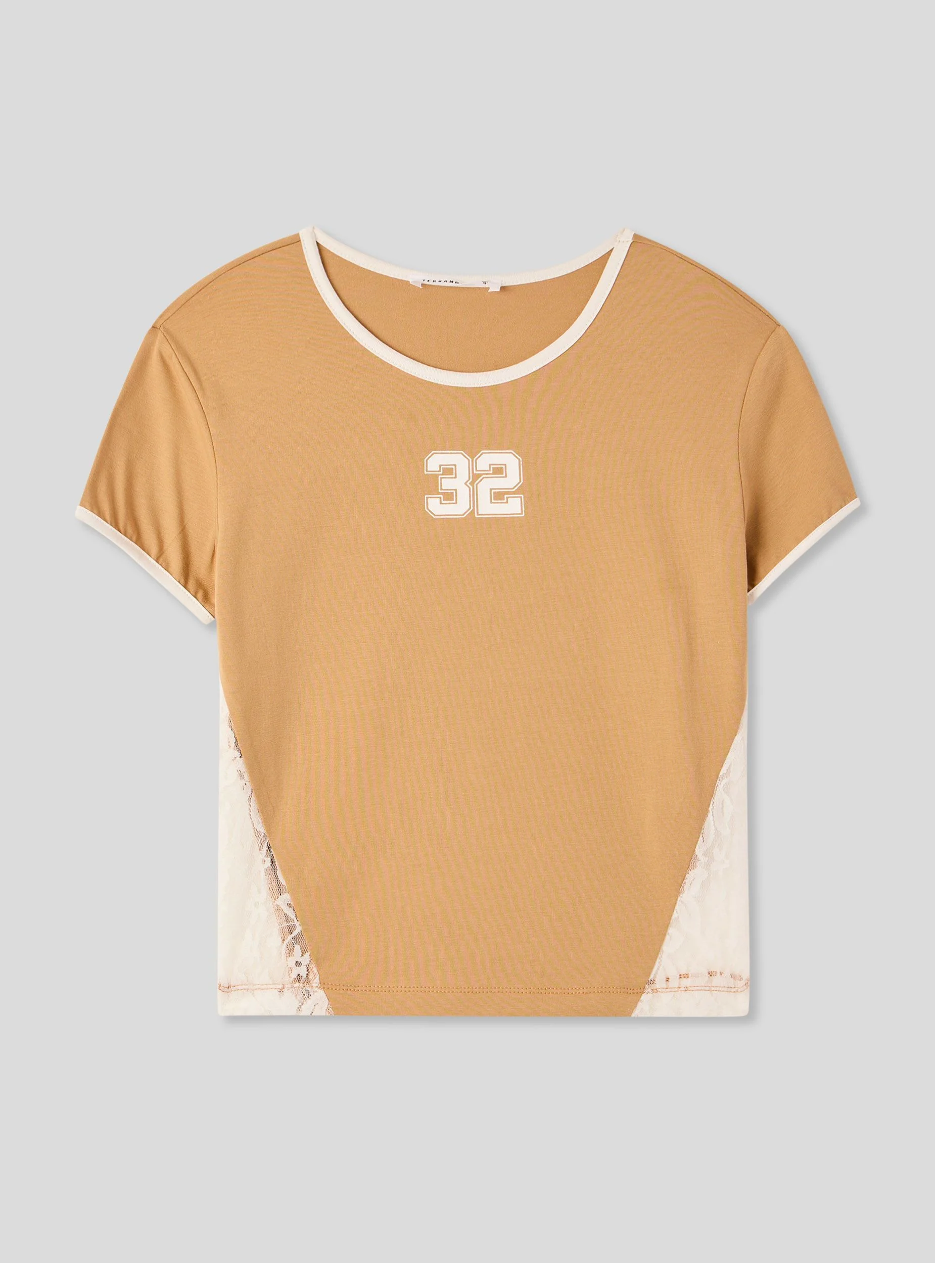 T-shirt con stampa numero e inserto in pizzo - Image 5