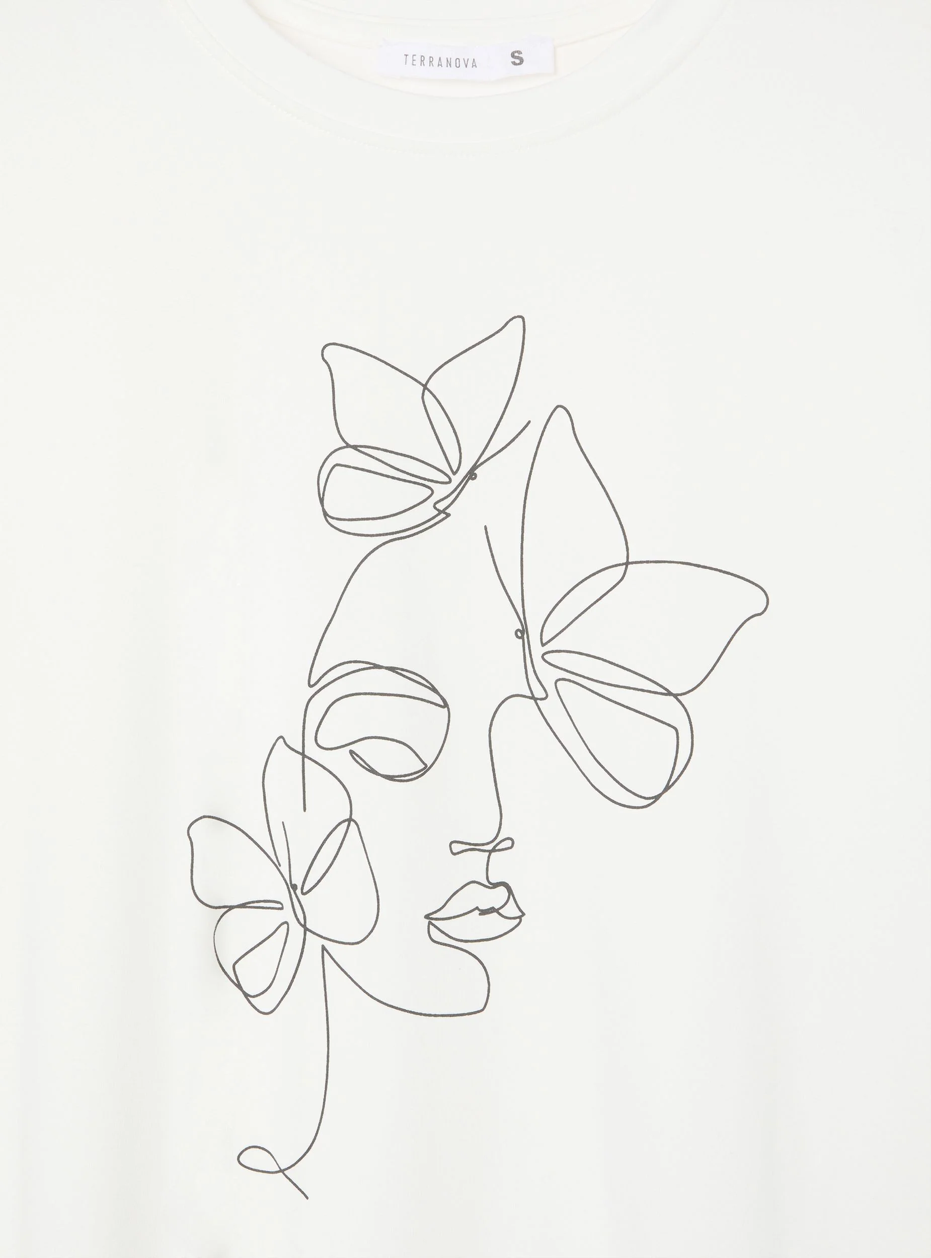 T-shirt con stampa volto e farfalle - Image 5