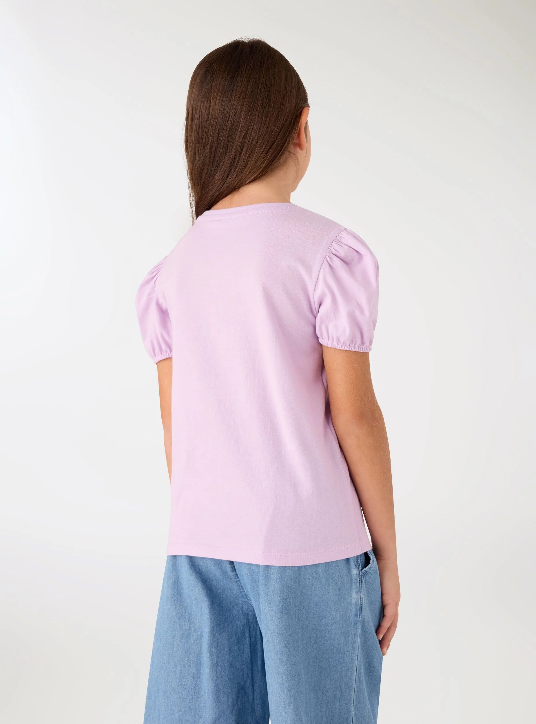 T-shirt con strass e maniche a palloncino - Image 2