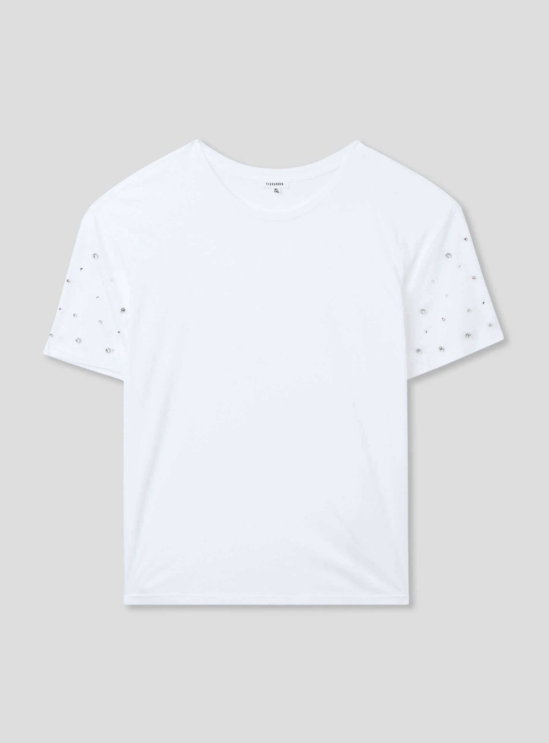 T-shirt con strass sulle maniche - Image 4
