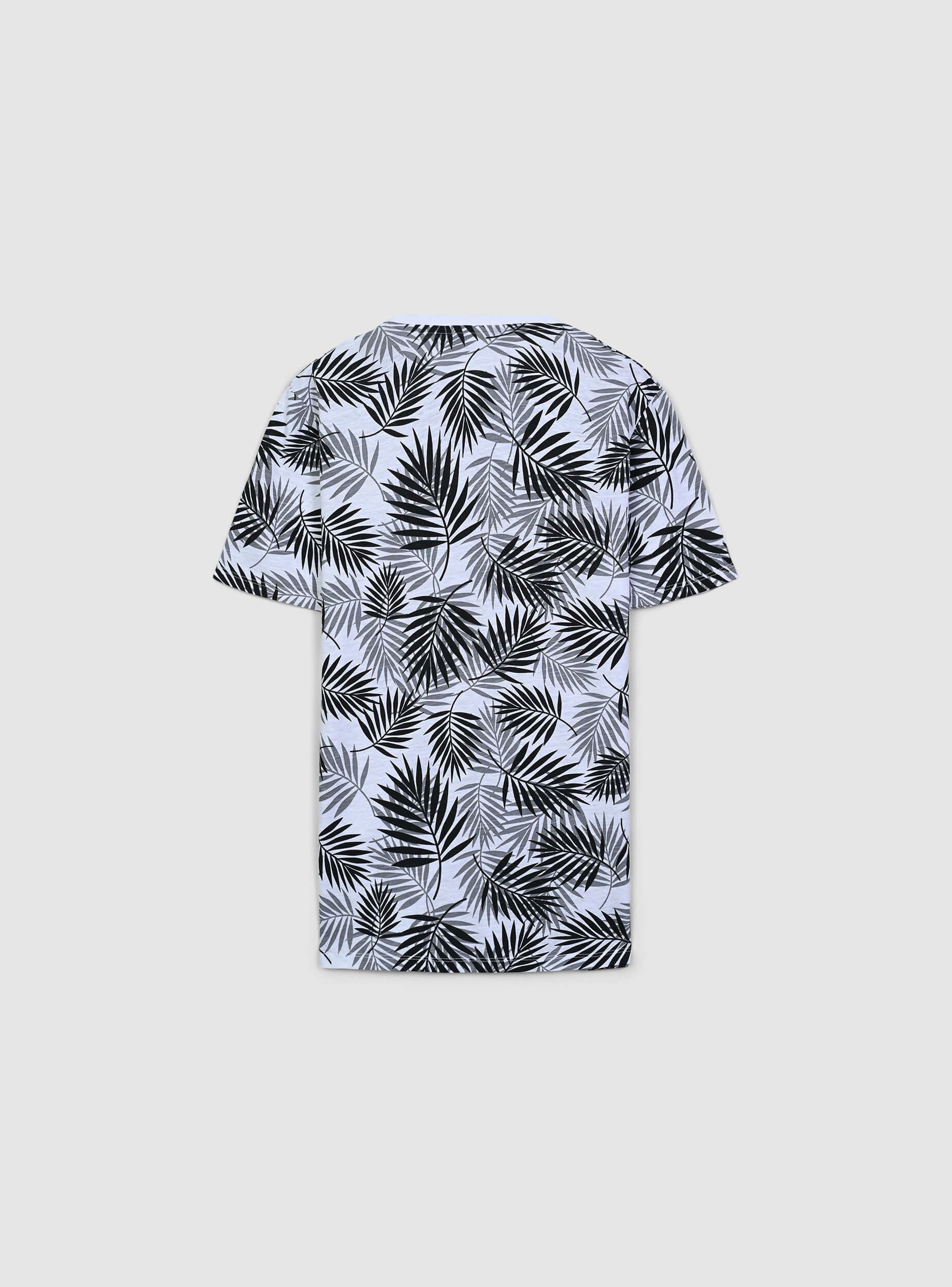 T-shirt con taschino fantasia foglie - Image 4