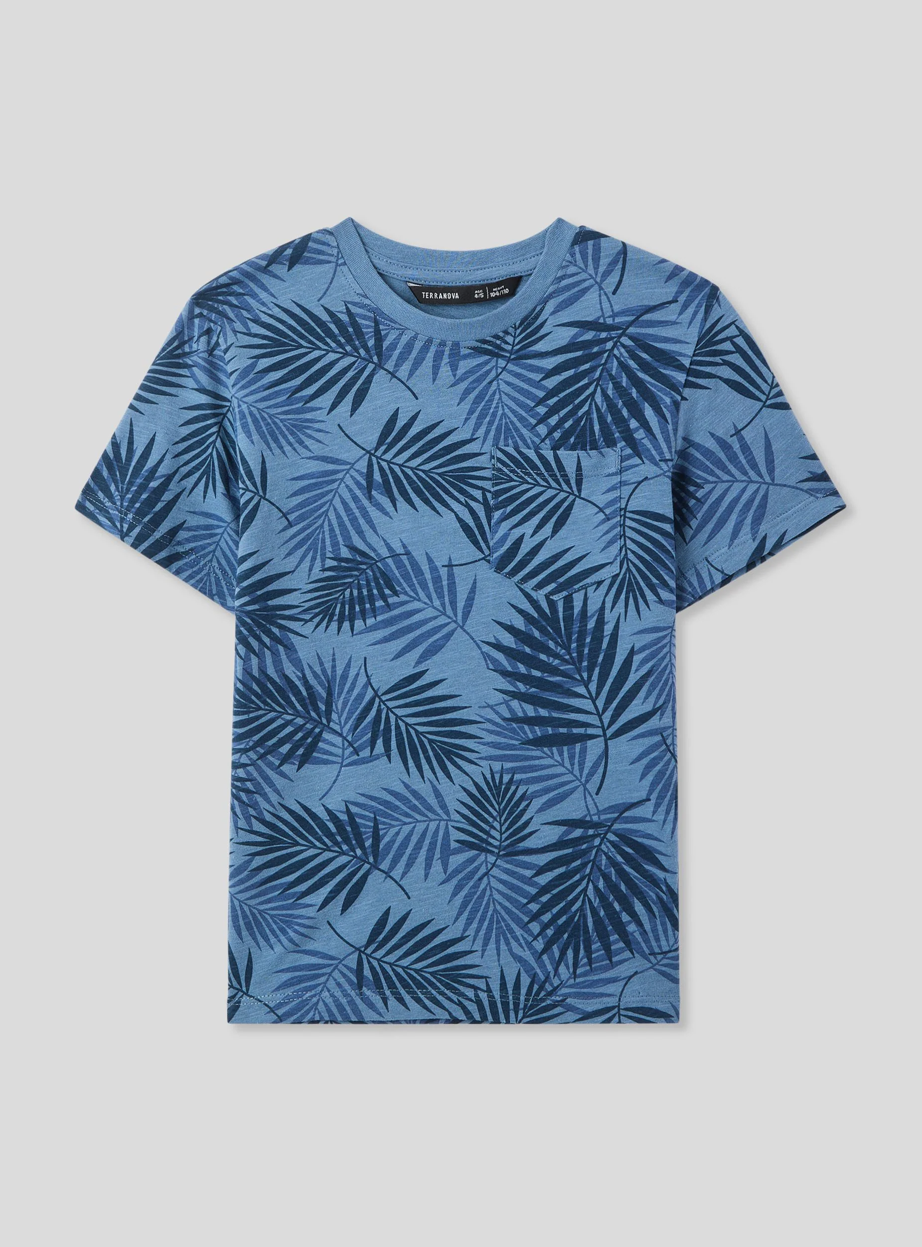 T-shirt con taschino fantasia foglie - Image 4