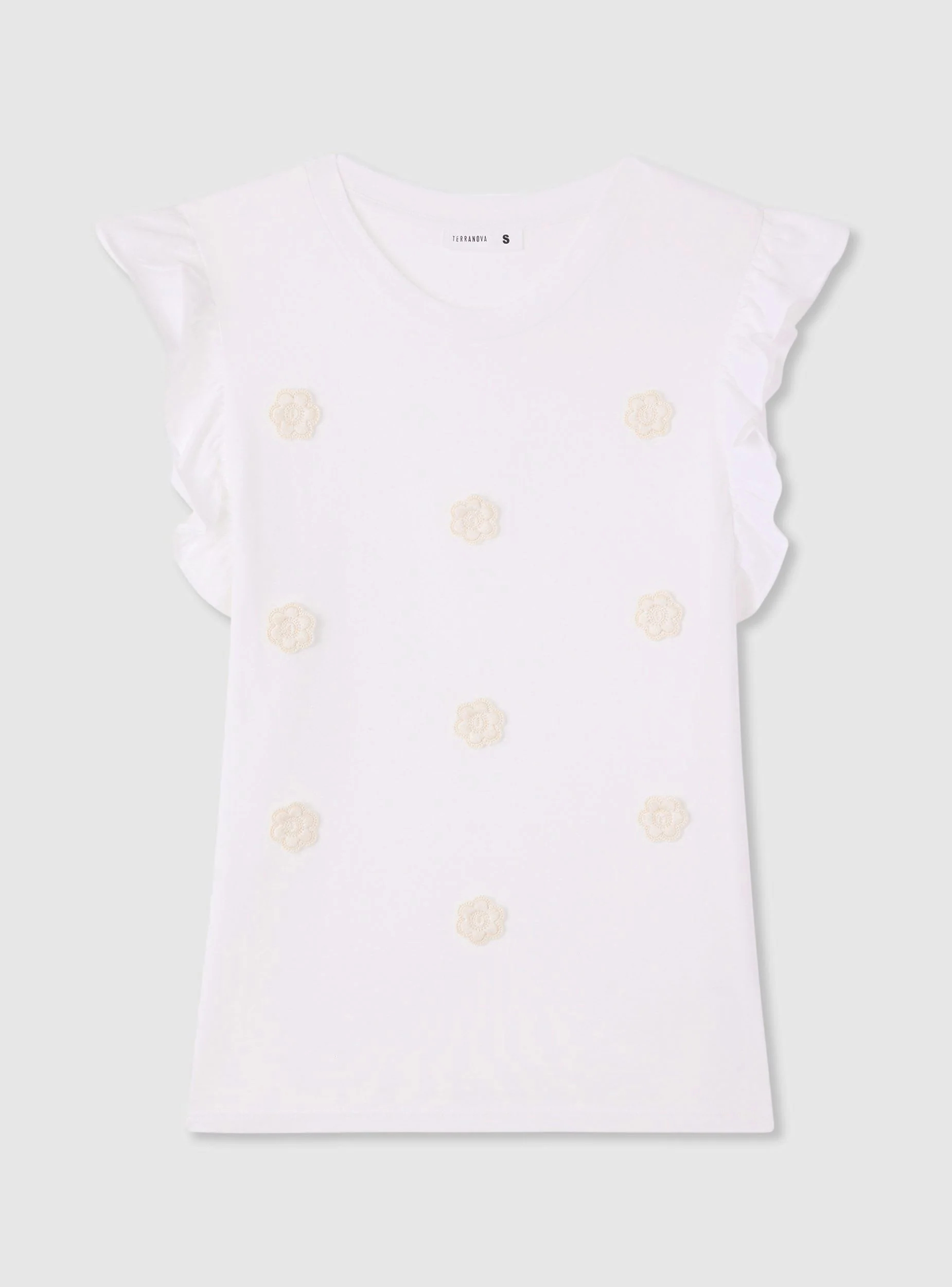 T-shirt con volant e ricami - Image 6