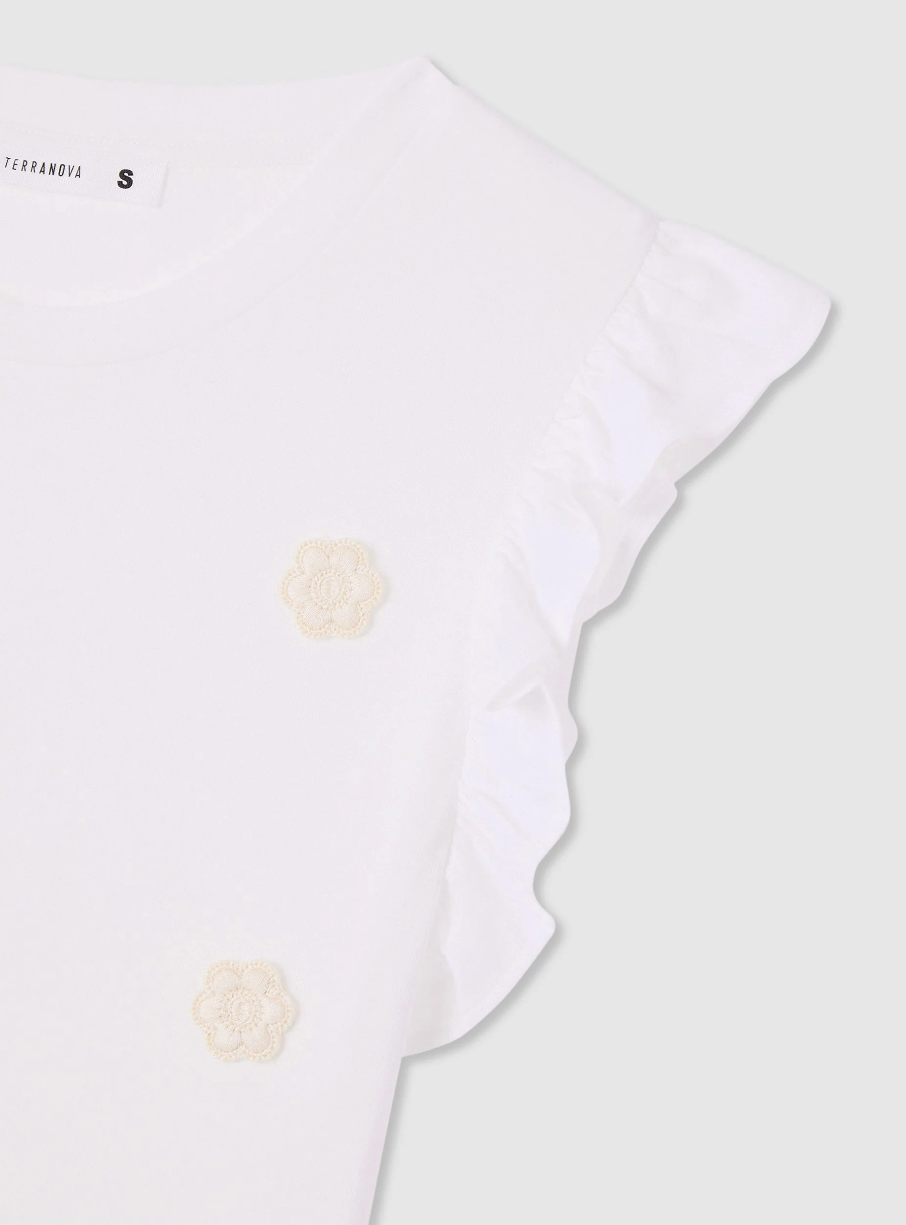 T-shirt con volant e ricami - Image 7