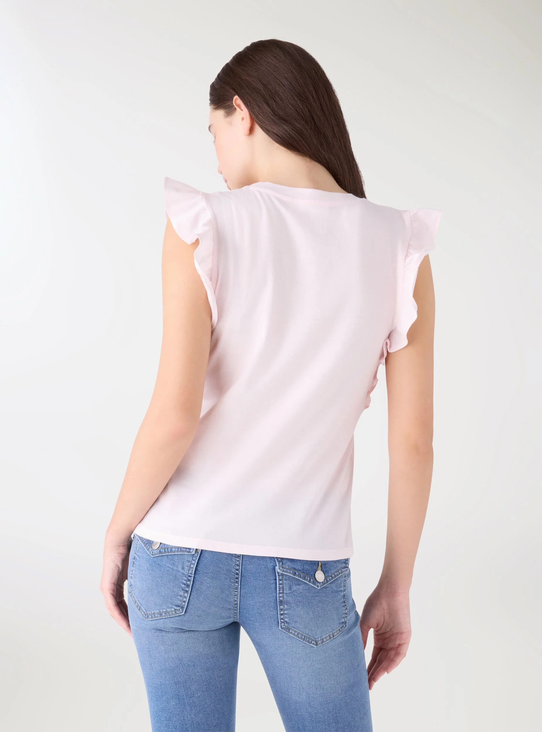 T-shirt con volant e ricami - Image 4