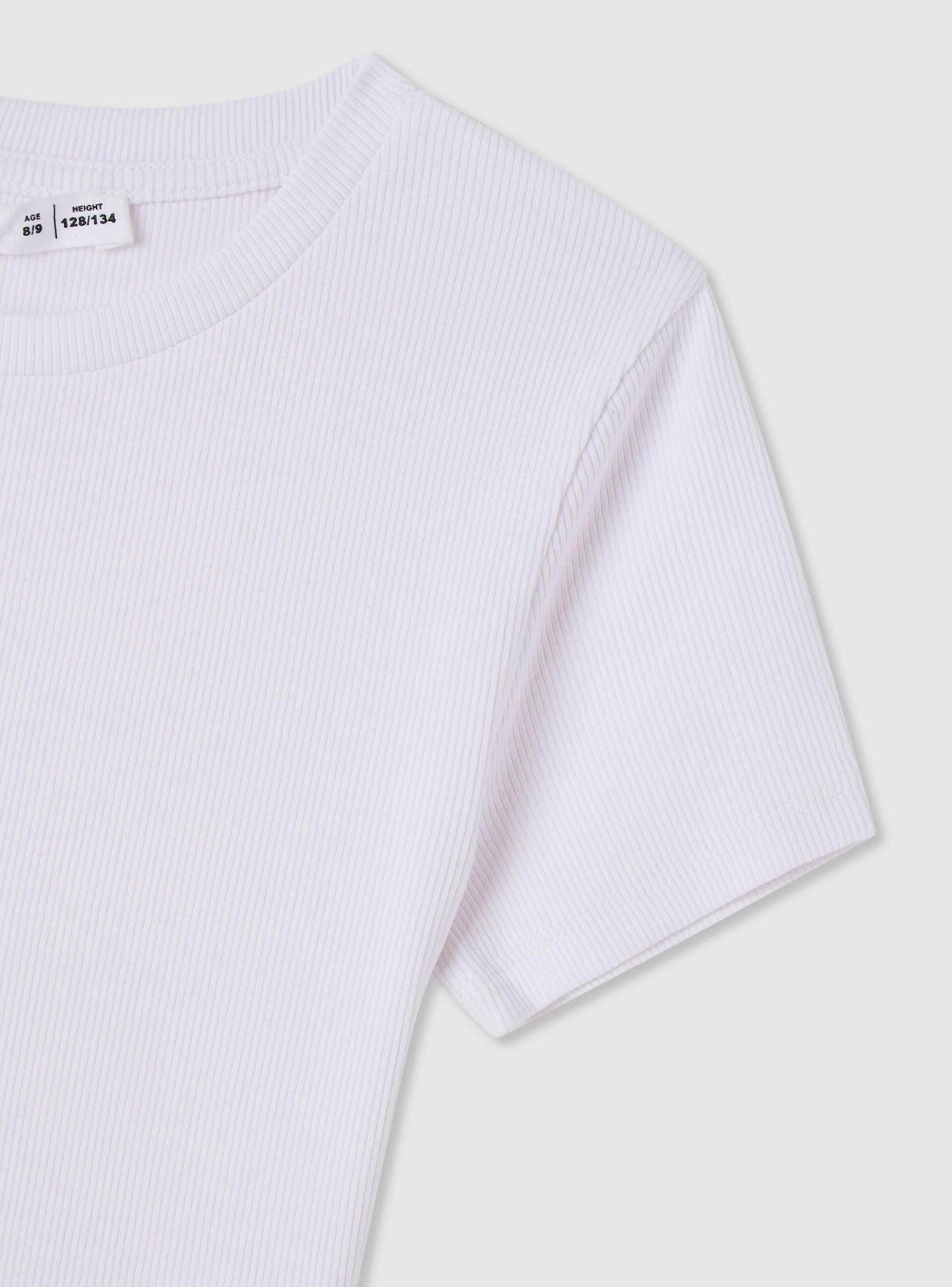 T-shirt crop a costine a tinta unita - Image 5