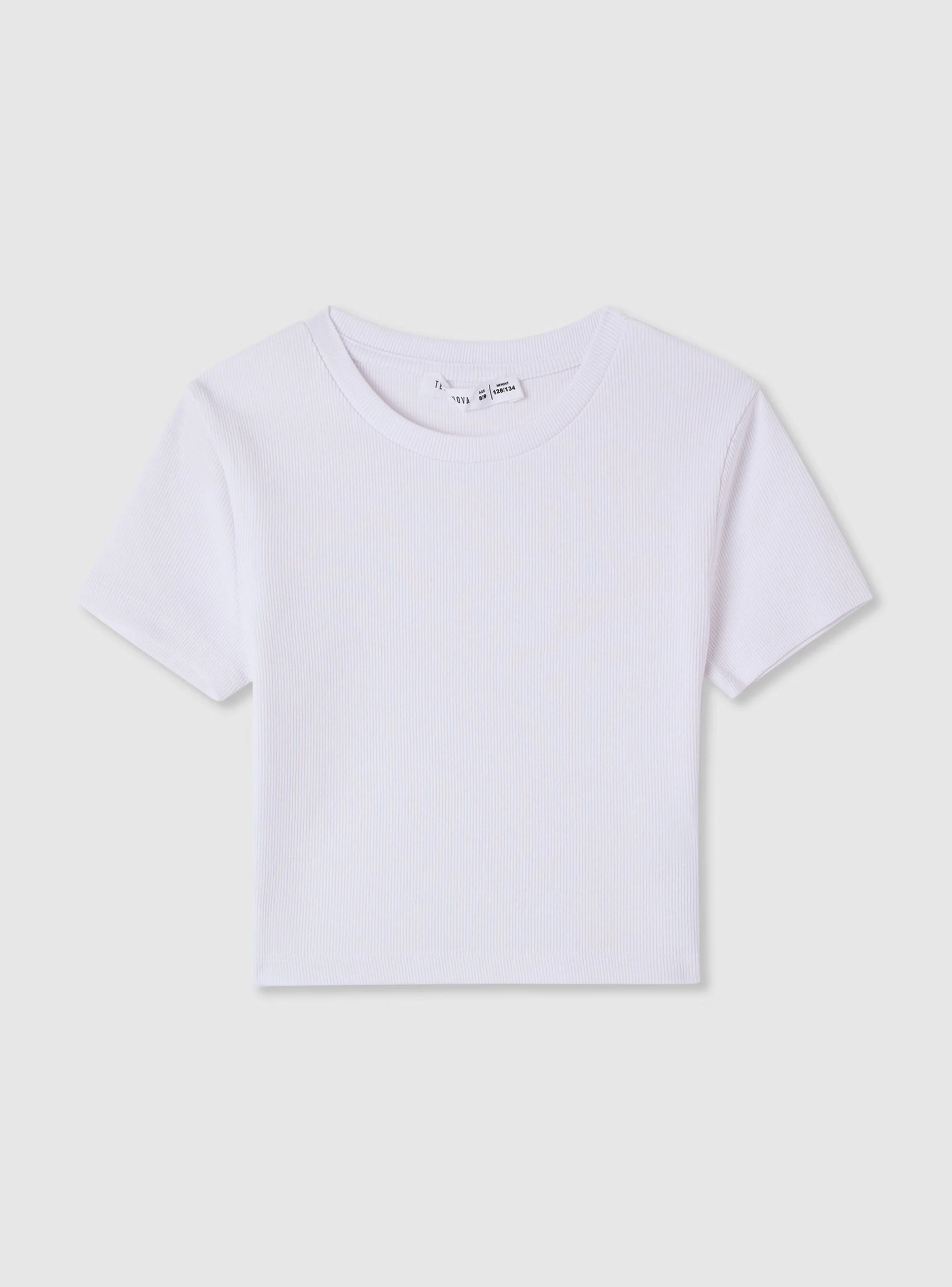 T-shirt crop a costine a tinta unita - Image 6