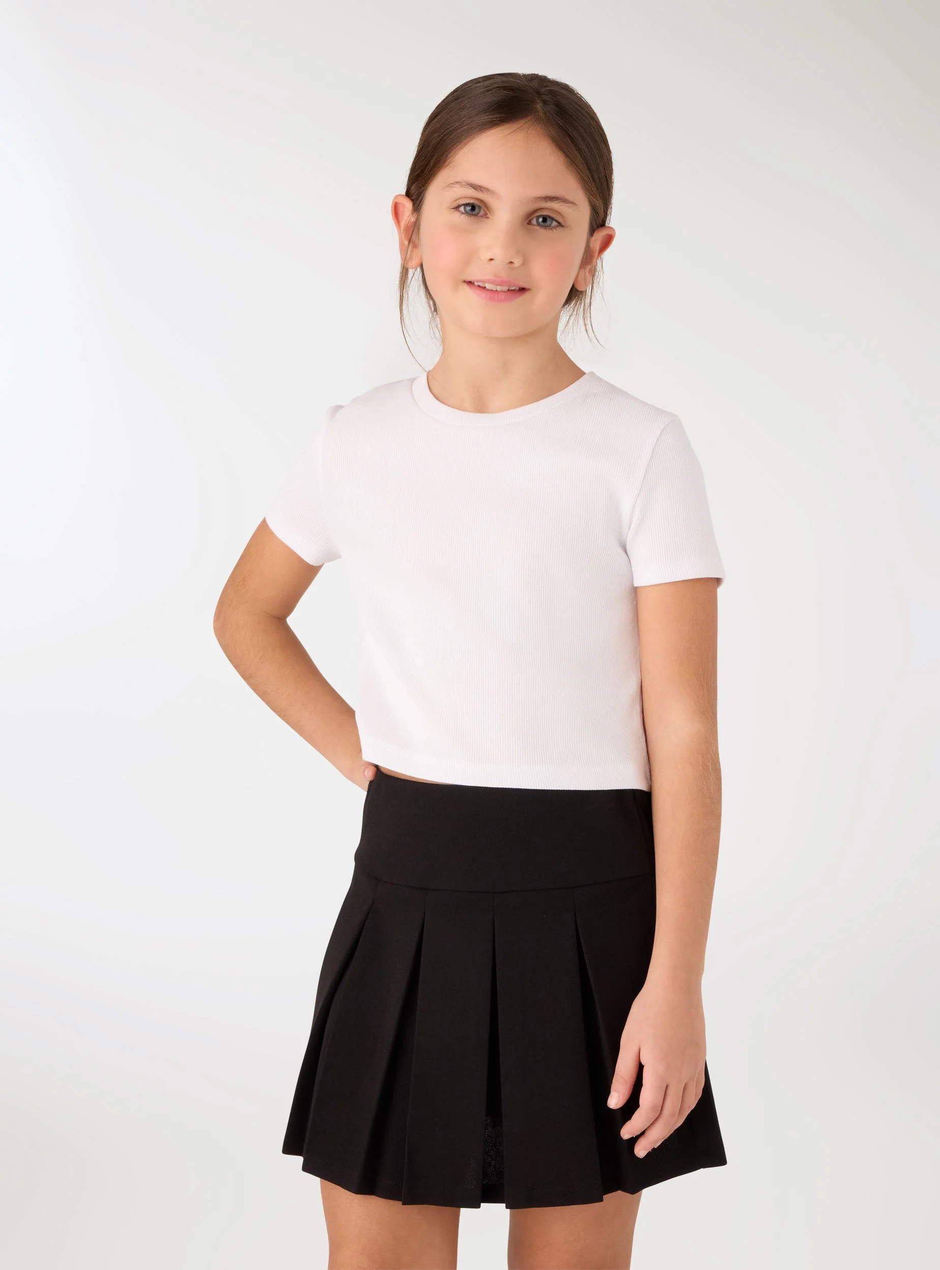T-shirt crop a costine a tinta unita - Image 8