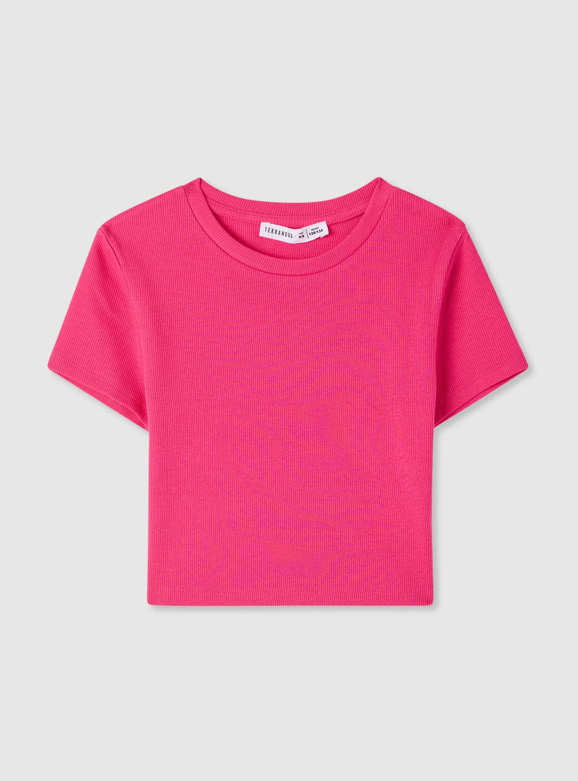 T-shirt crop a costine a tinta unita - Image 5