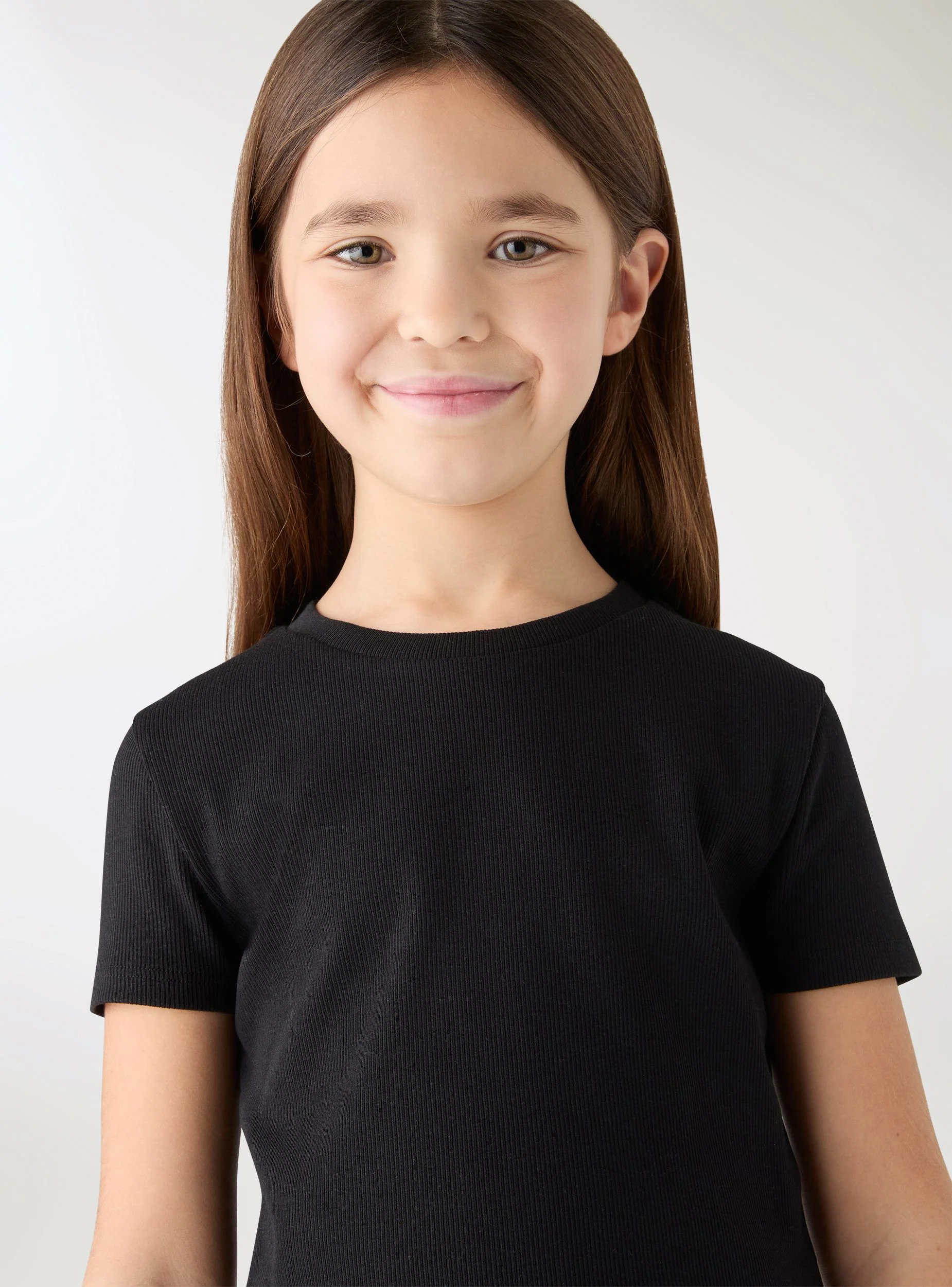 T-shirt crop a costine a tinta unita - Image 2