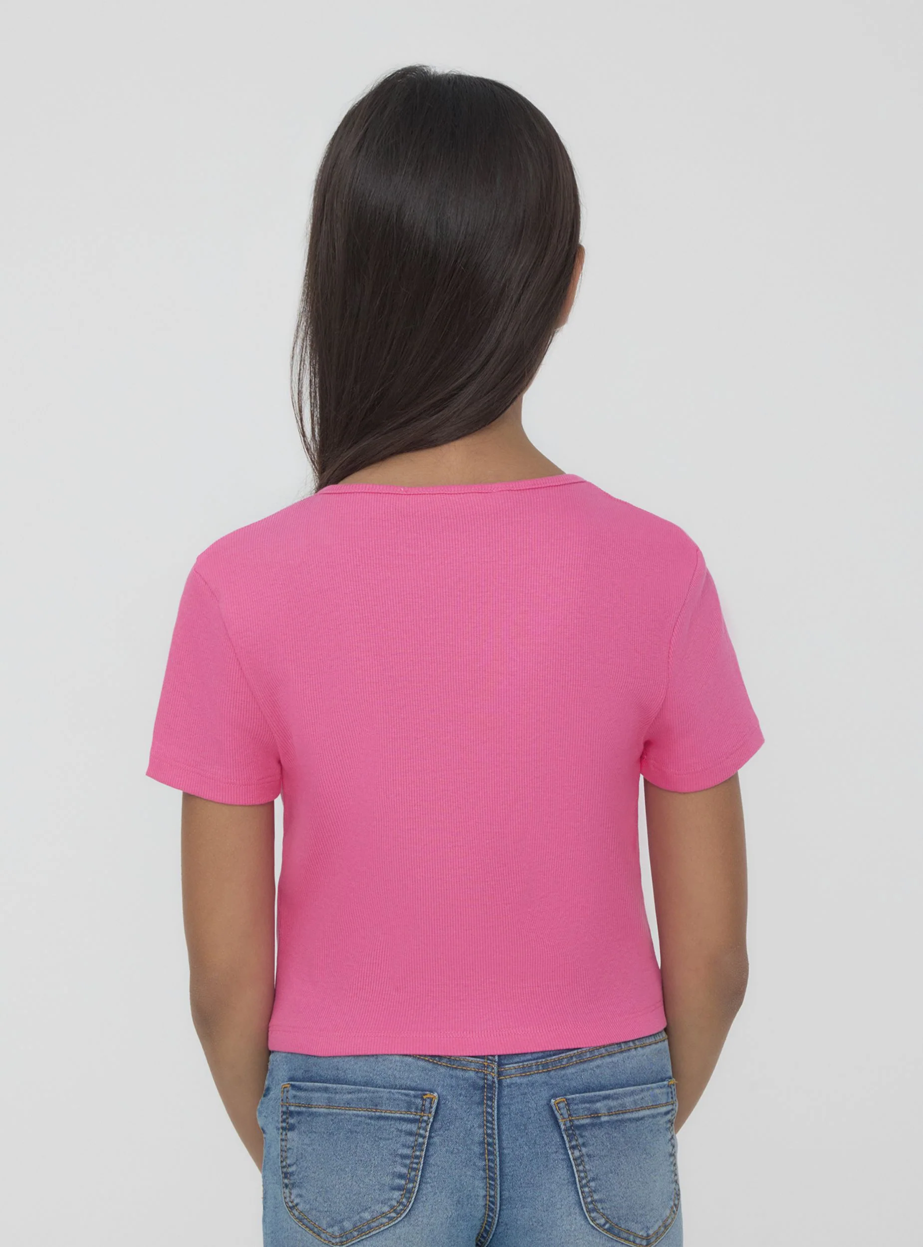 T-shirt crop a costine con applicazione - Image 4