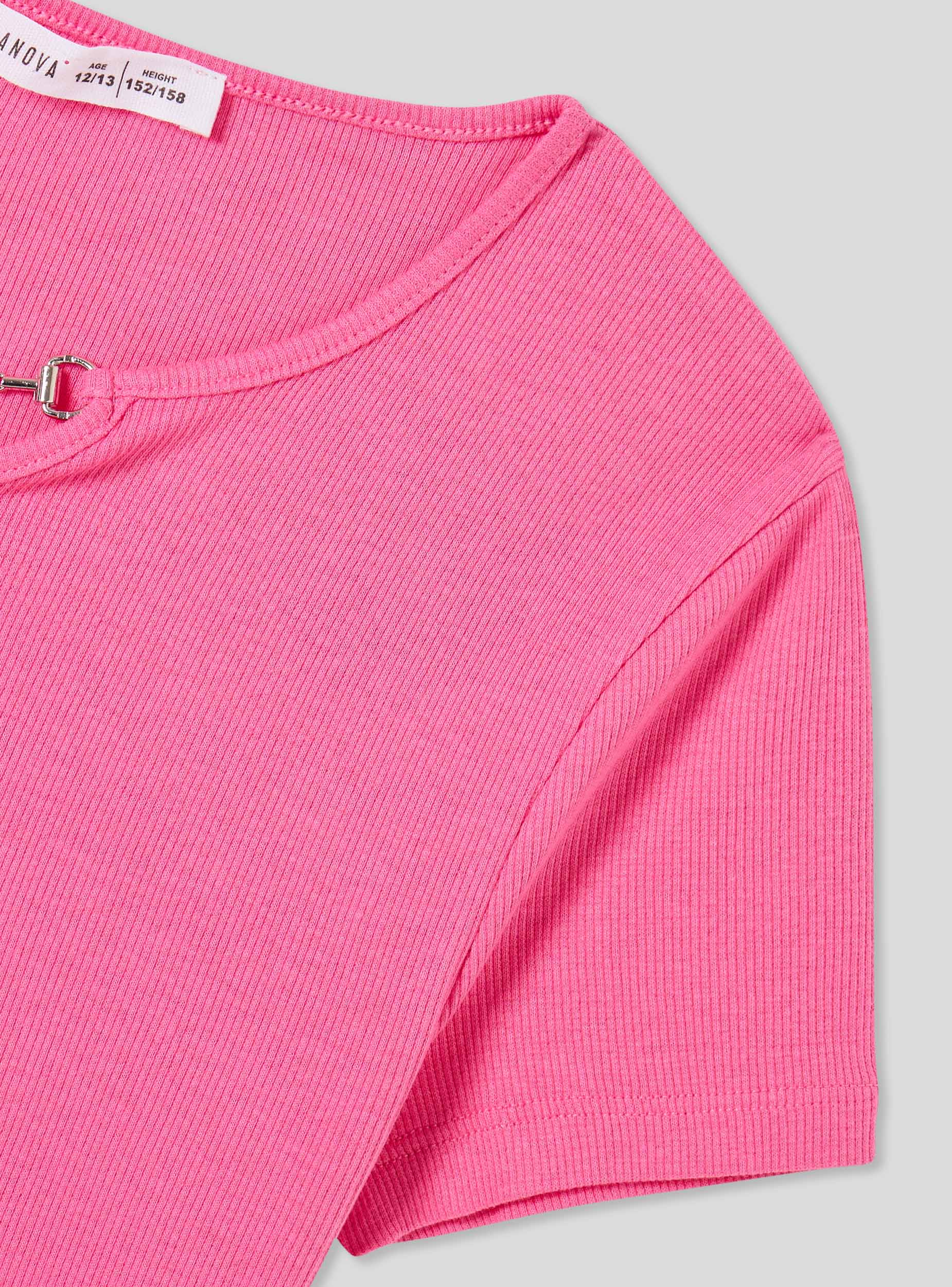 T-shirt crop a costine con applicazione - Image 6
