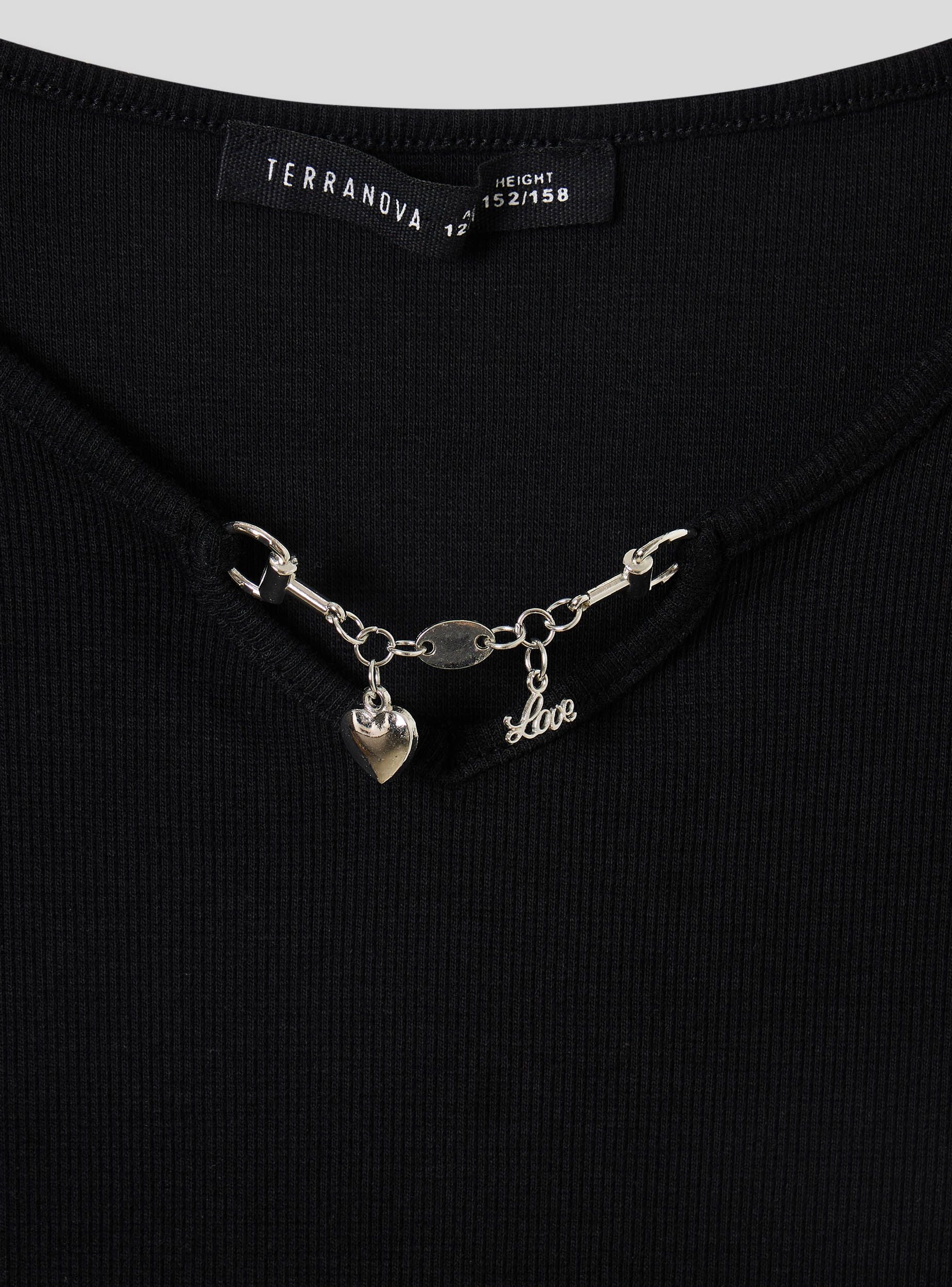 T-shirt crop a costine con applicazione - Image 6