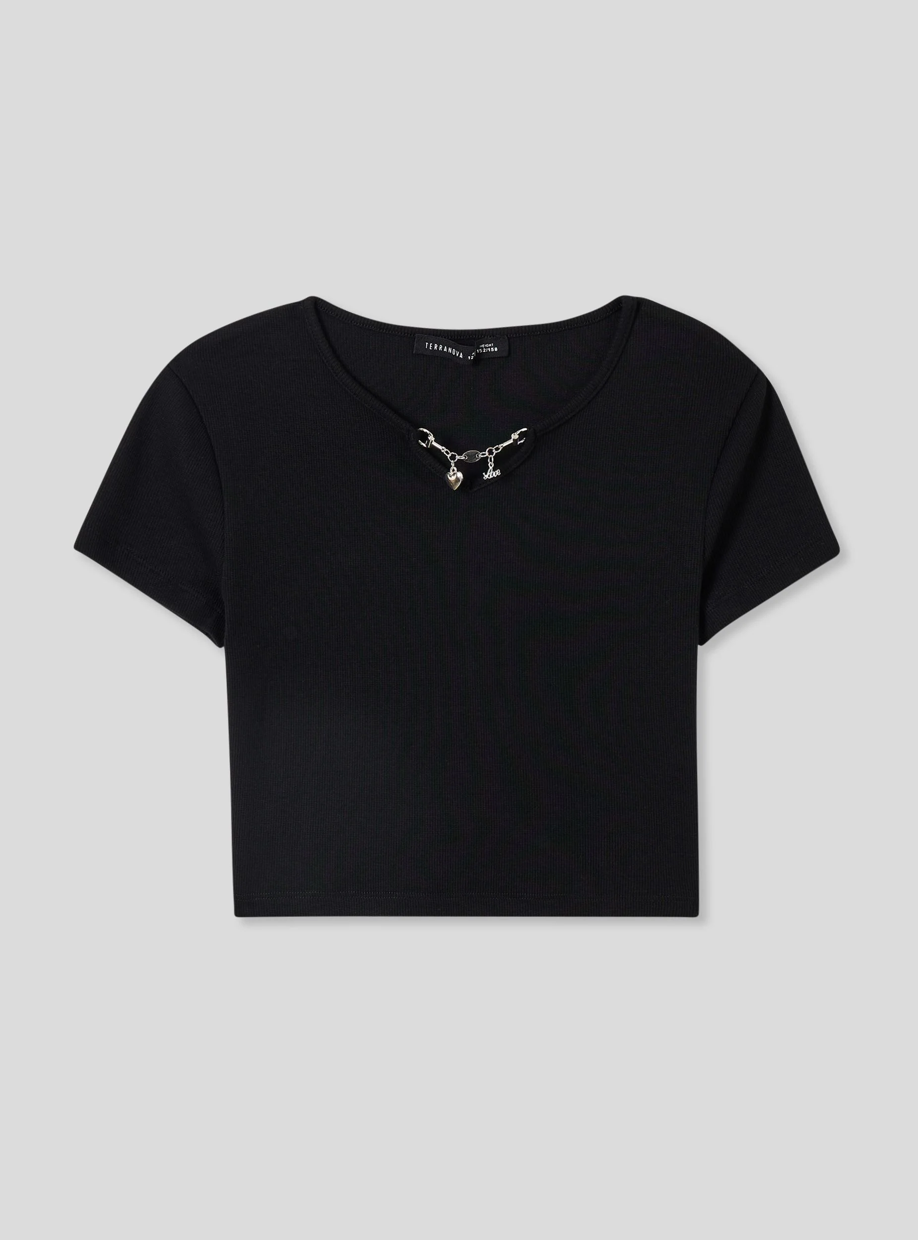 T-shirt crop a costine con applicazione - Image 7