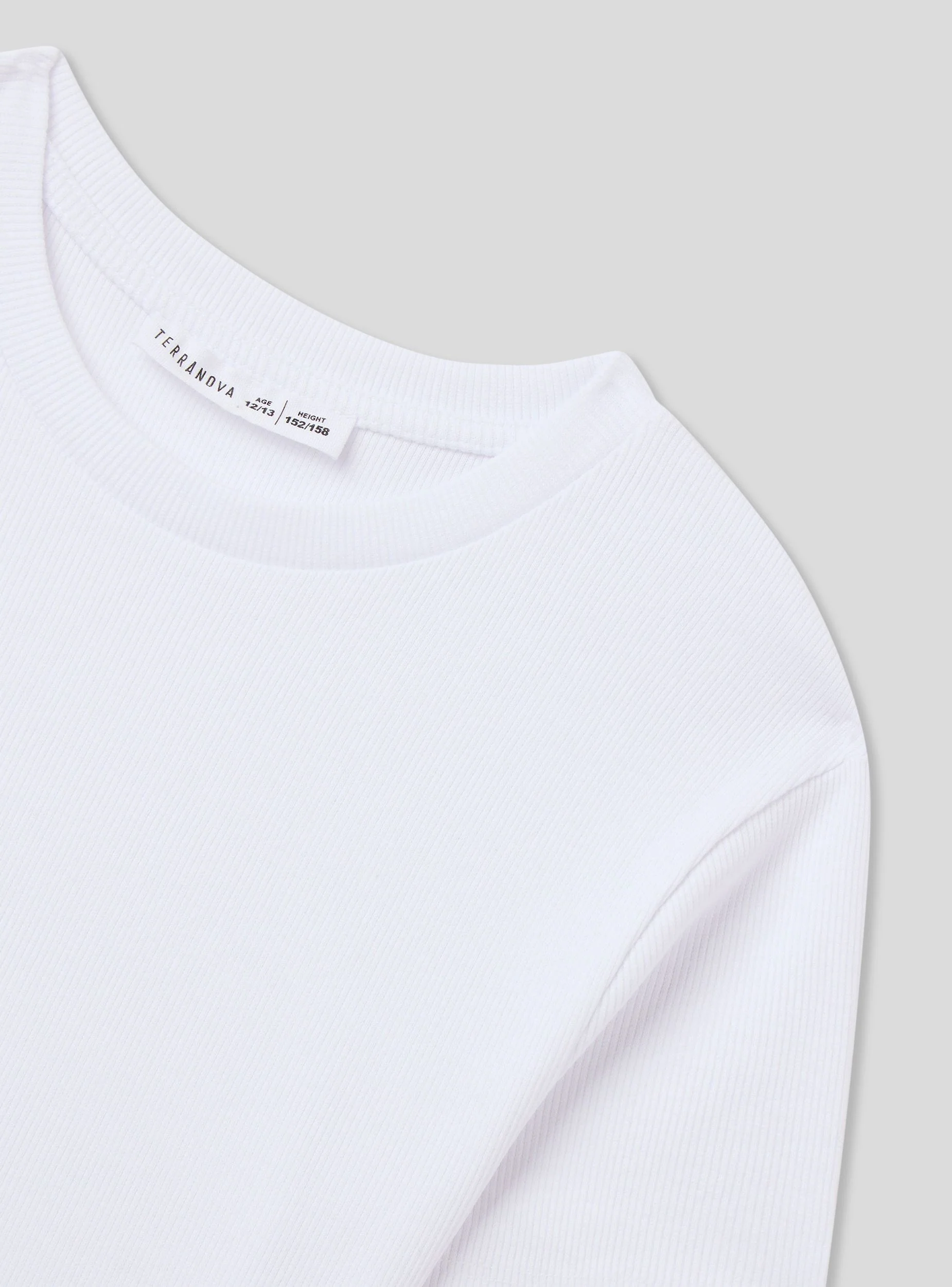 T-shirt crop a costine tinta unita - Image 4