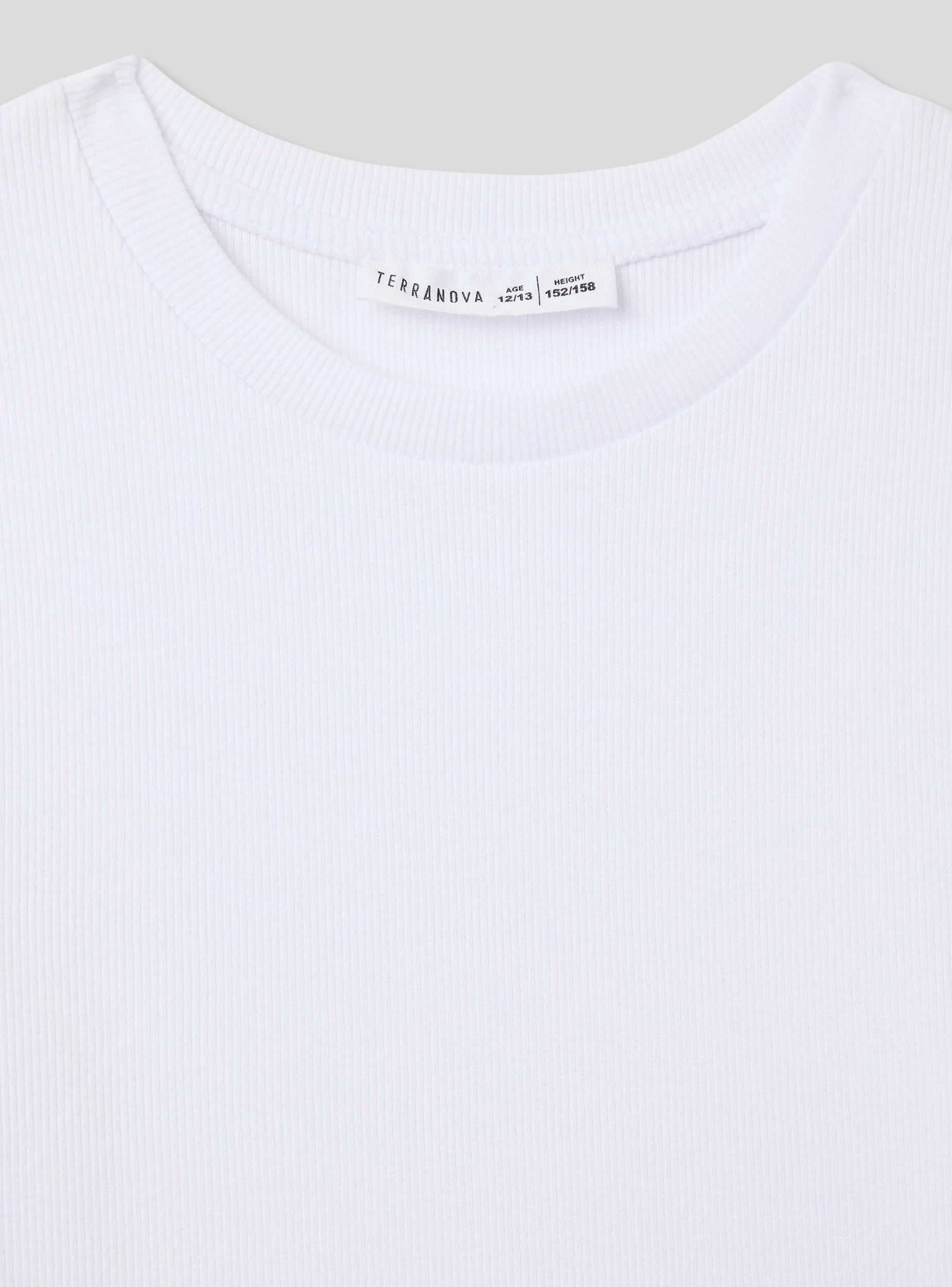 T-shirt crop a costine tinta unita - Image 5