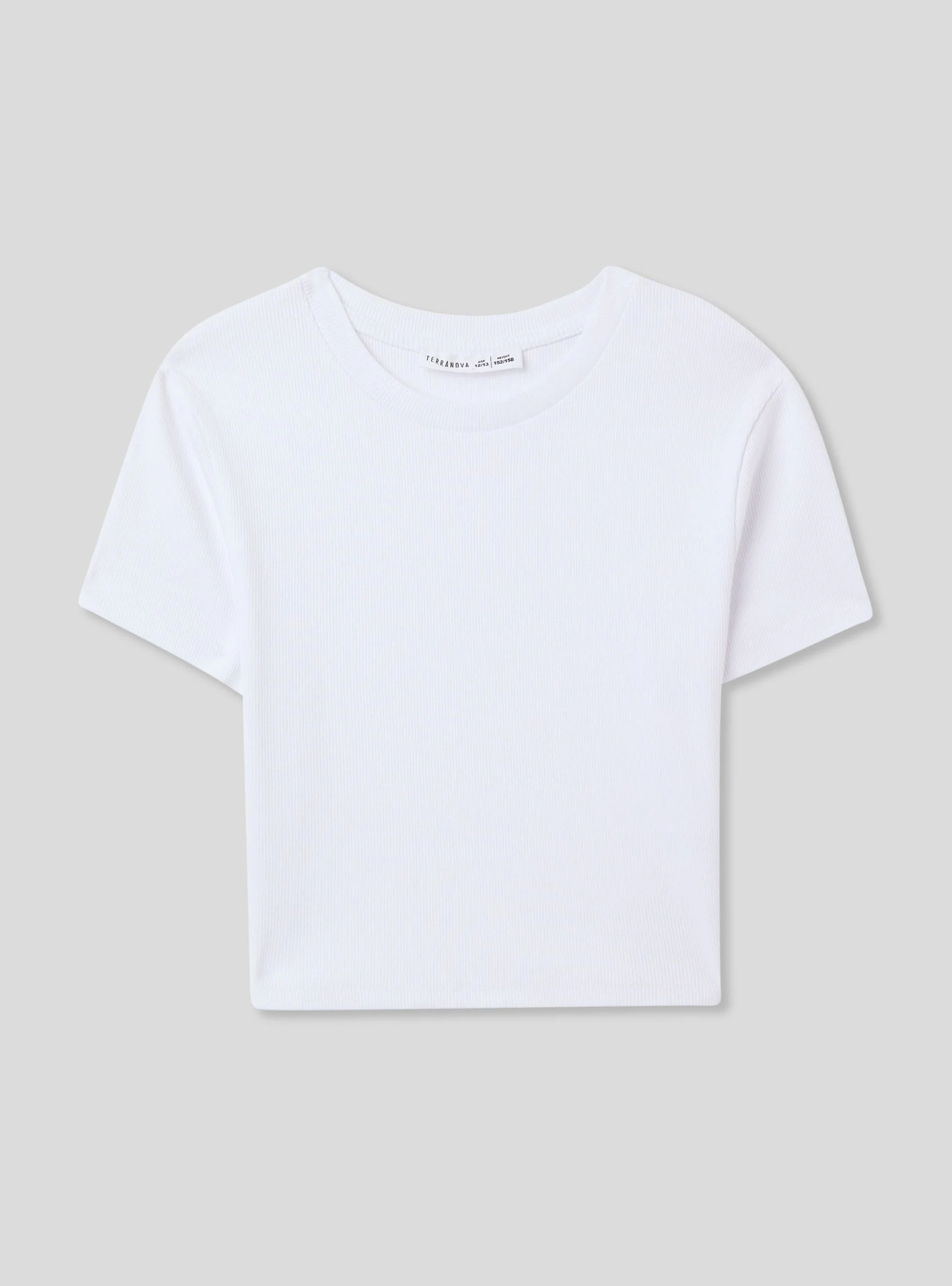 T-shirt crop a costine tinta unita - Image 6