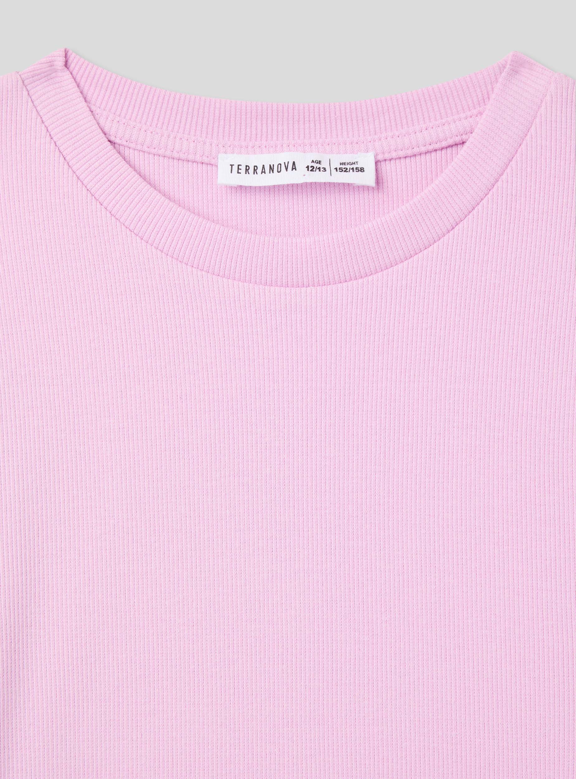 T-shirt crop a costine tinta unita - Image 5