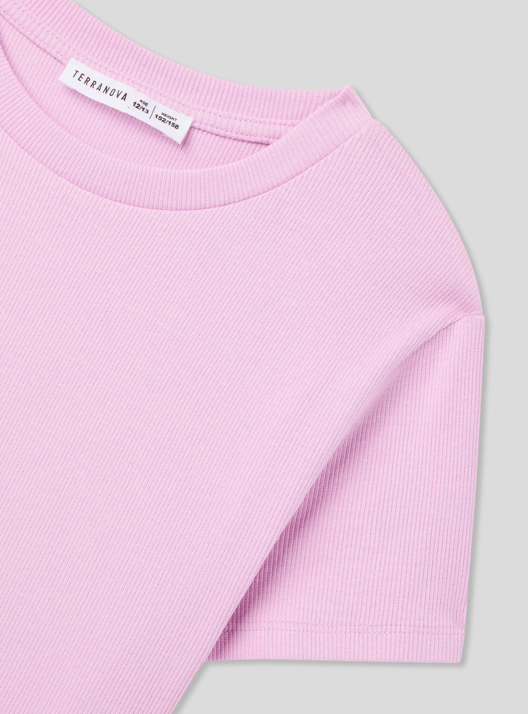 T-shirt crop a costine tinta unita - Image 6