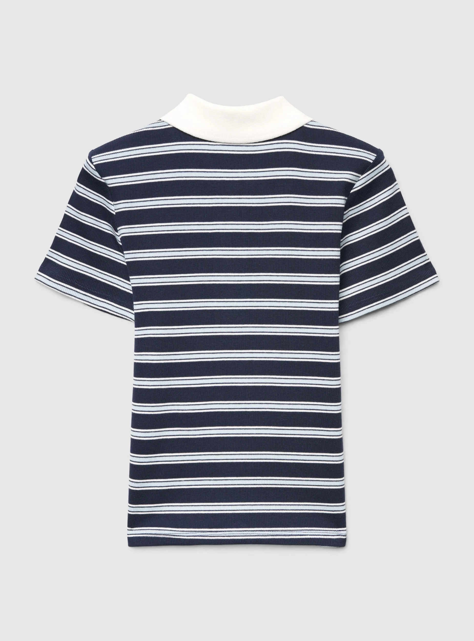 T-shirt crop a righe con collo polo - Image 6