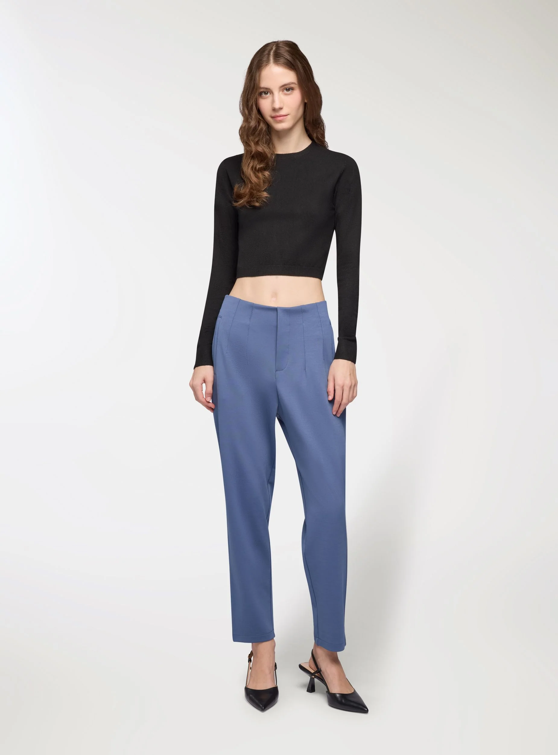T-shirt crop a tinta unita - Image 2