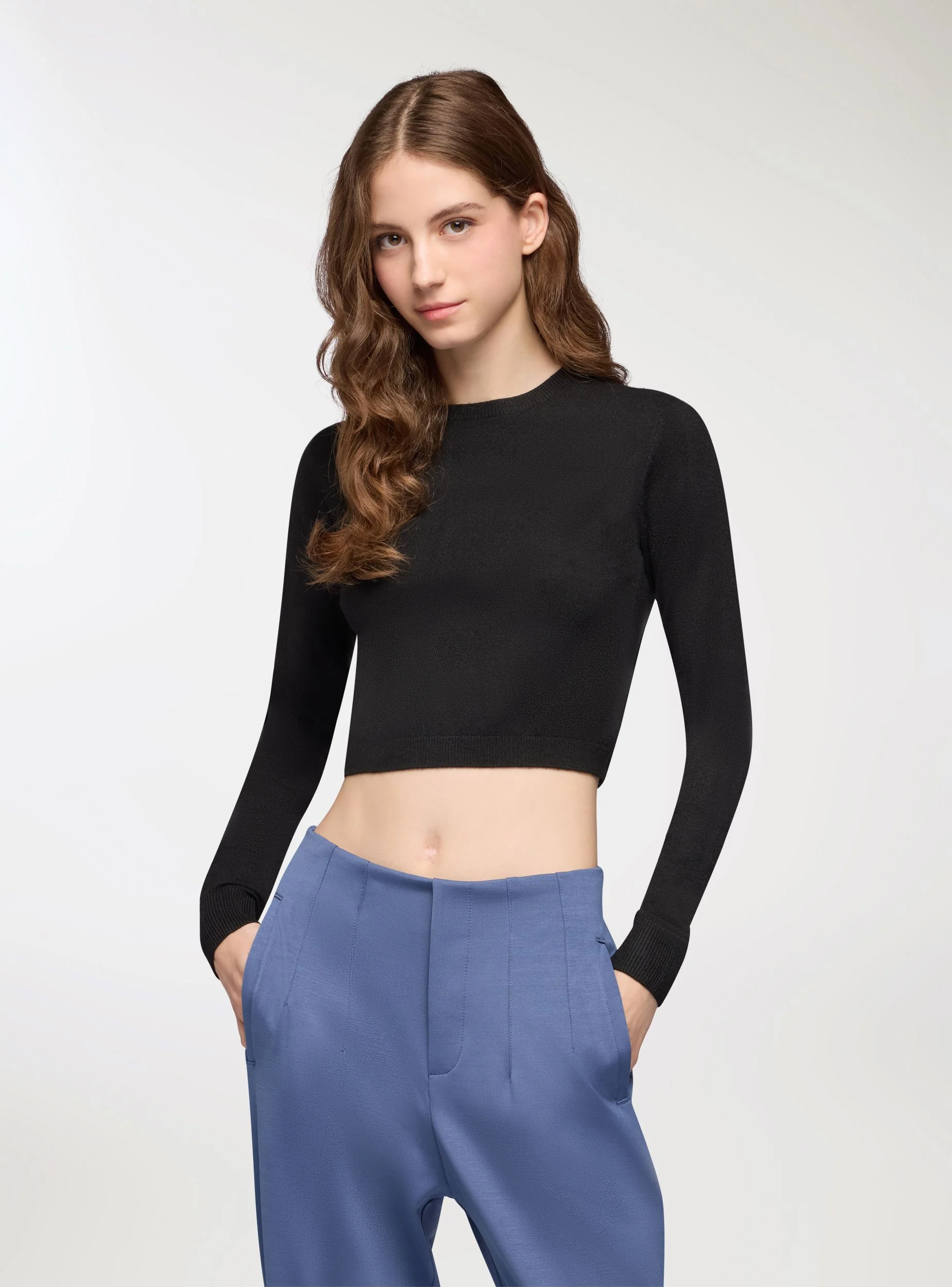 T-shirt crop a tinta unita - Image 4