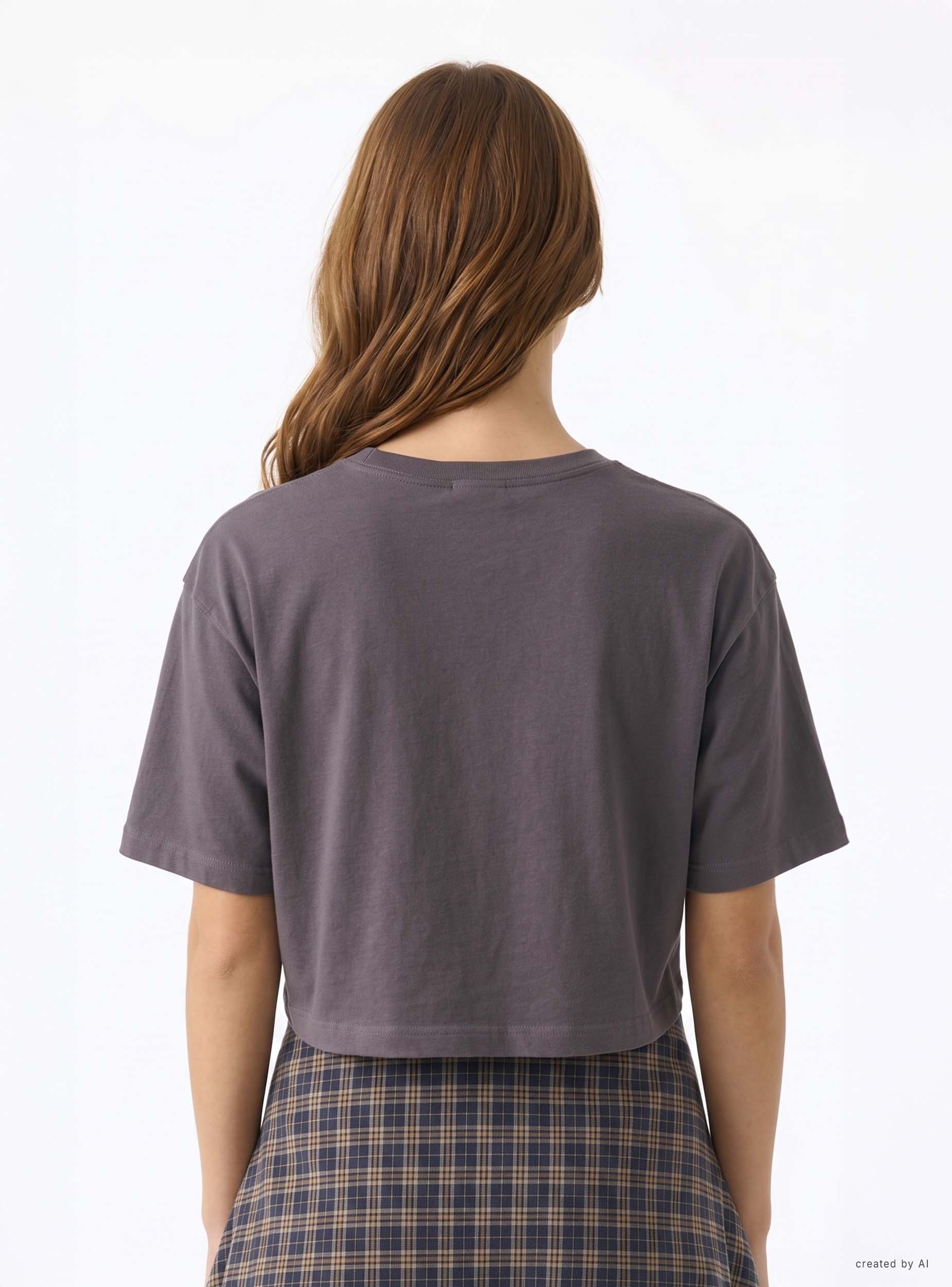 T-shirt crop a tinta unita - Image 3