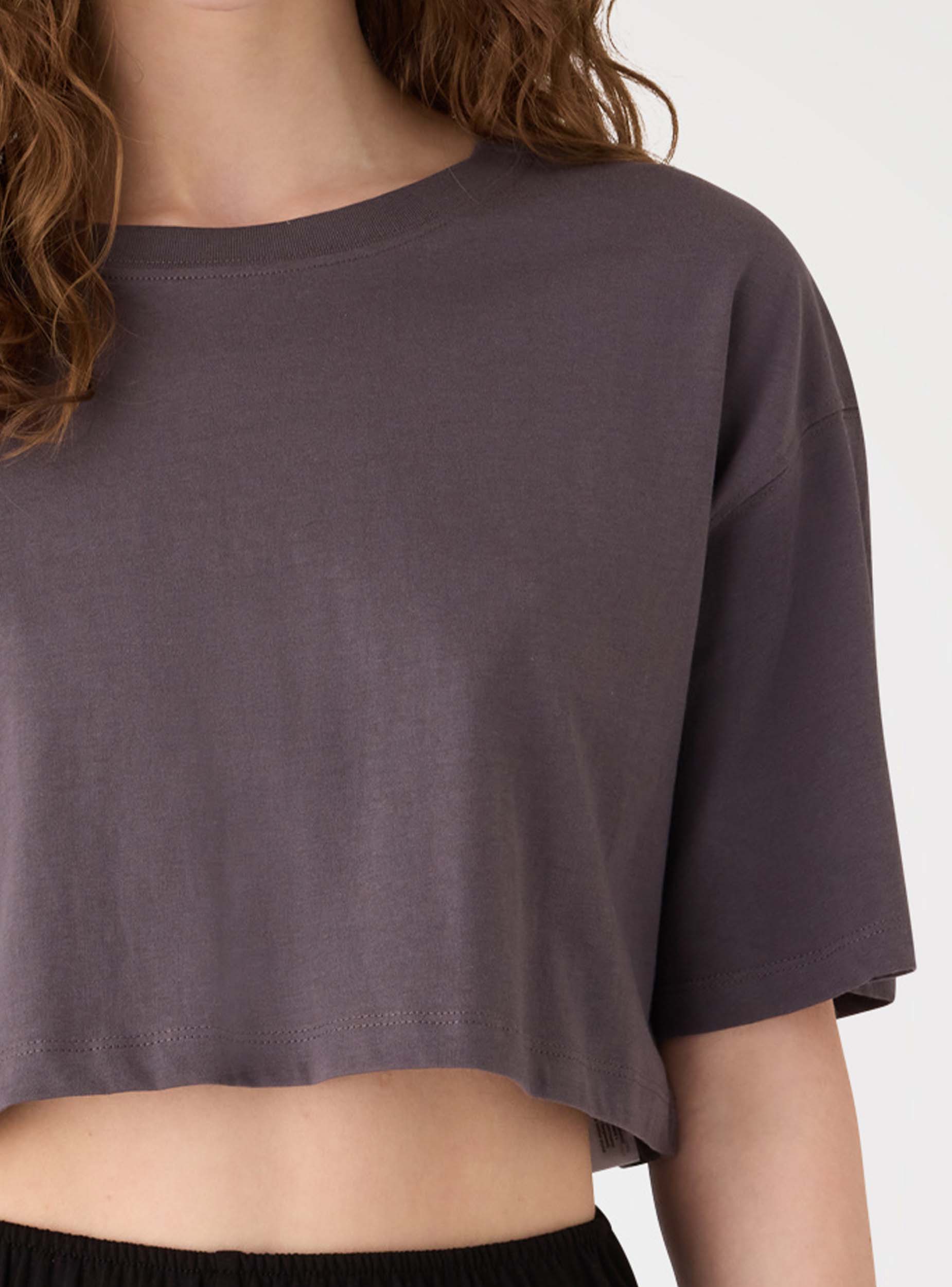 T-shirt crop a tinta unita - Image 4