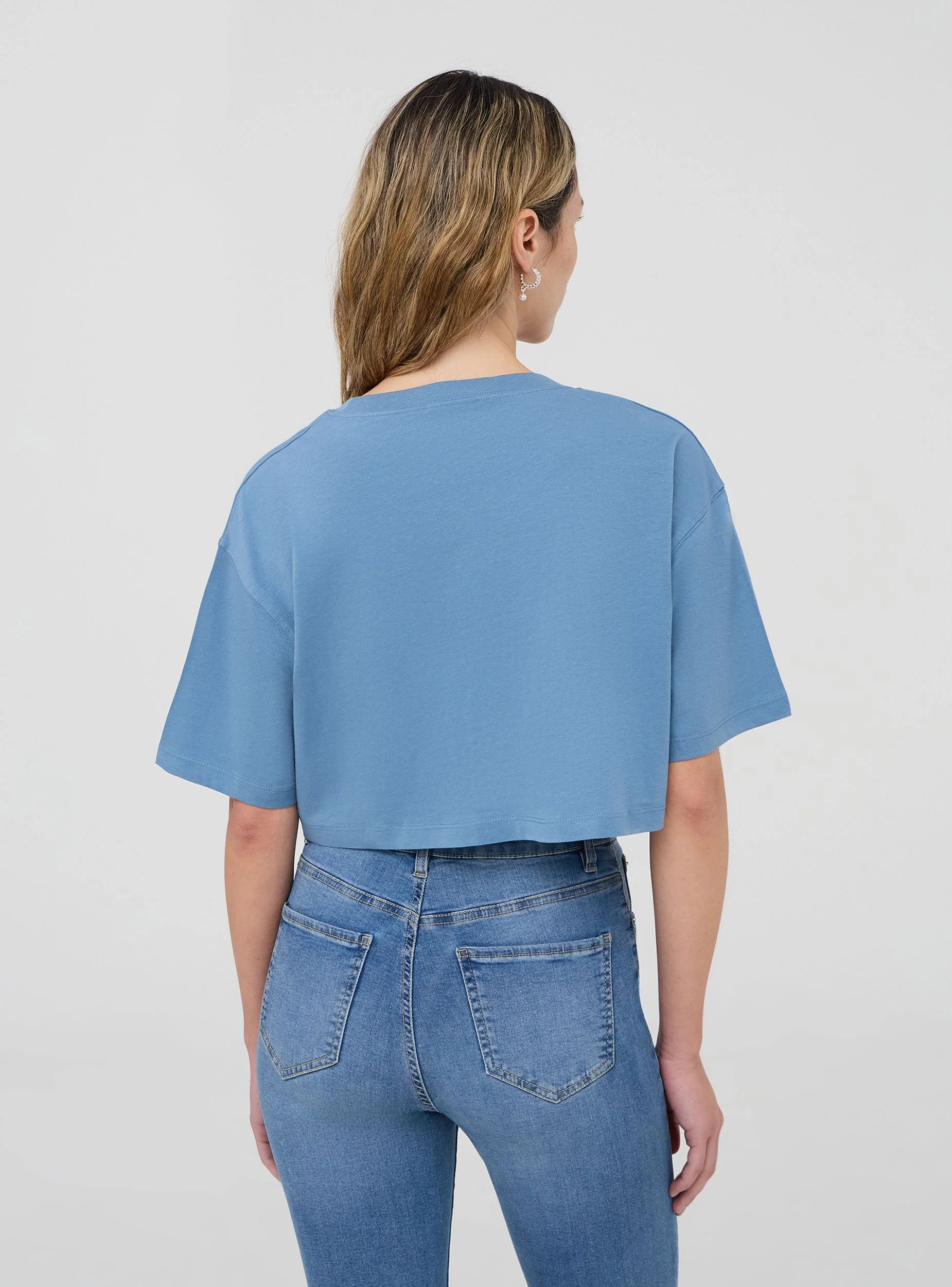 T-shirt crop a tinta unita - Image 2