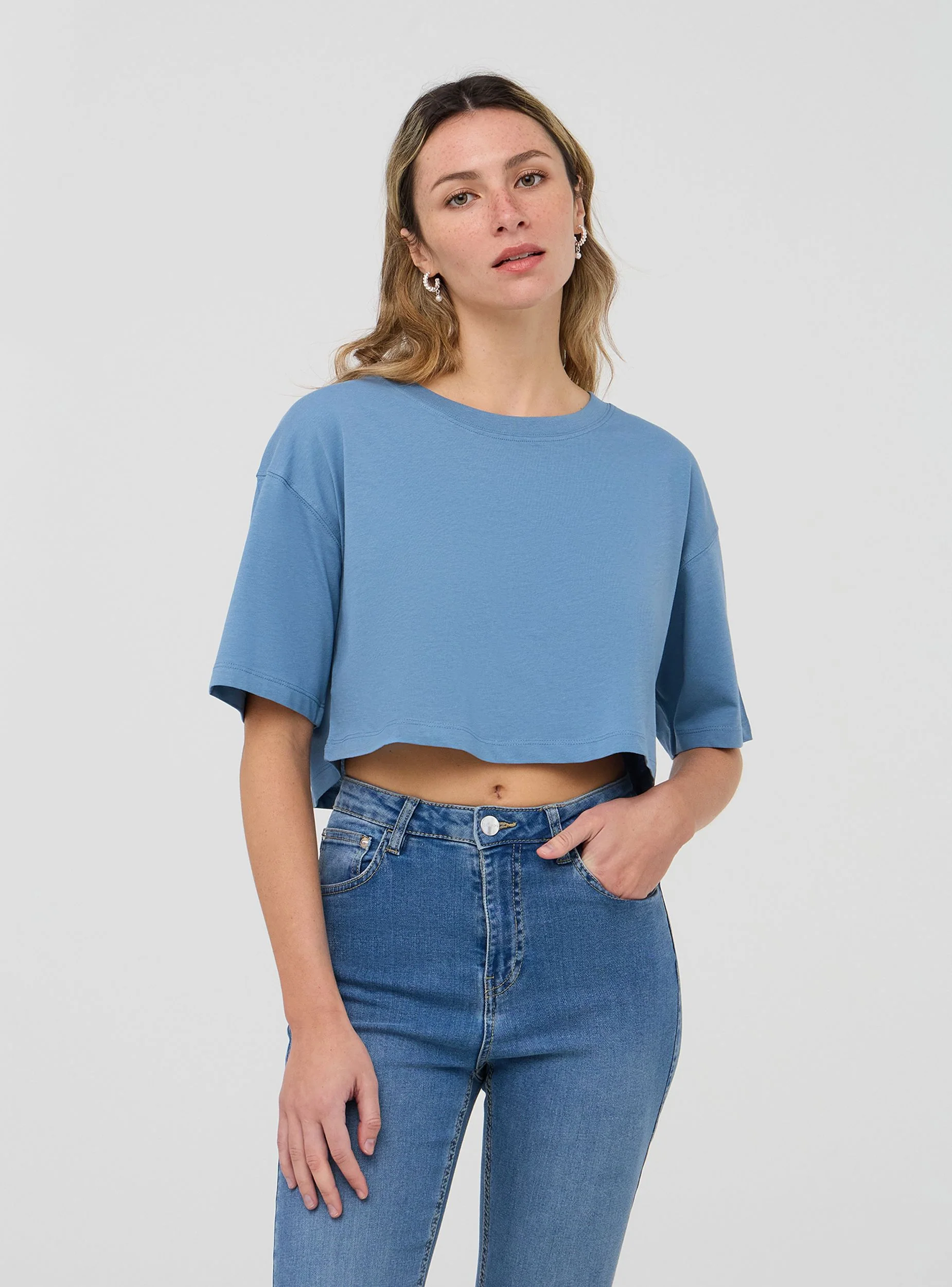 T-shirt crop a tinta unita - Image 3