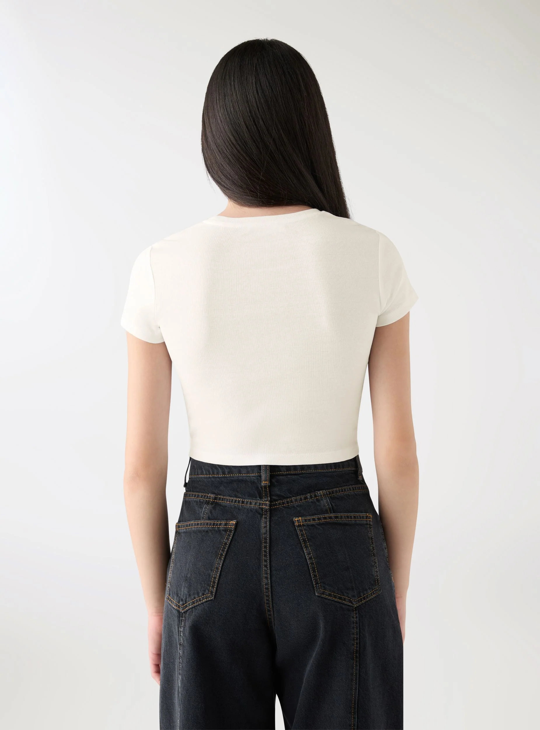 T-shirt crop a tinta unita - Image 4