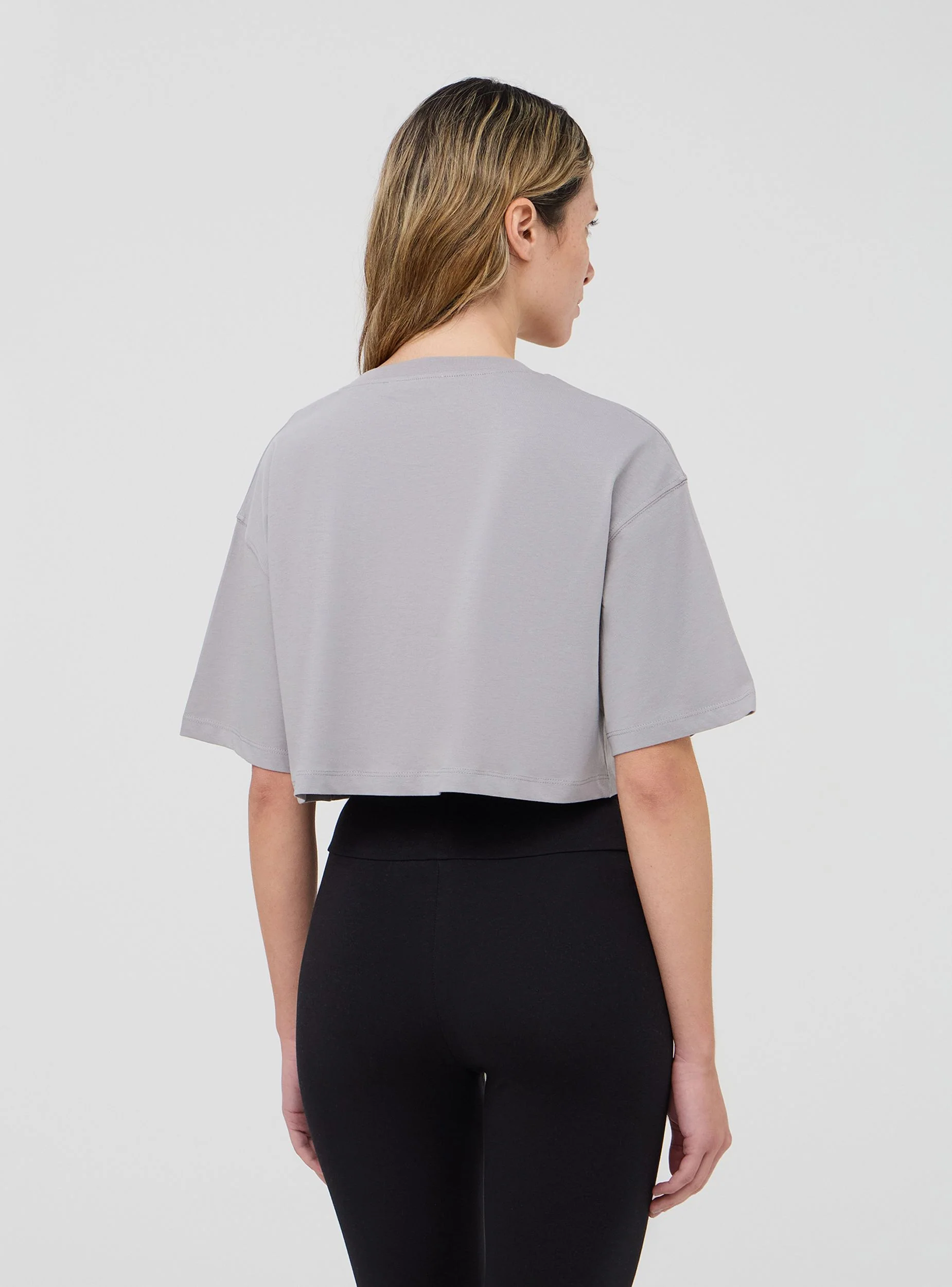 T-shirt crop a tinta unita - Image 3