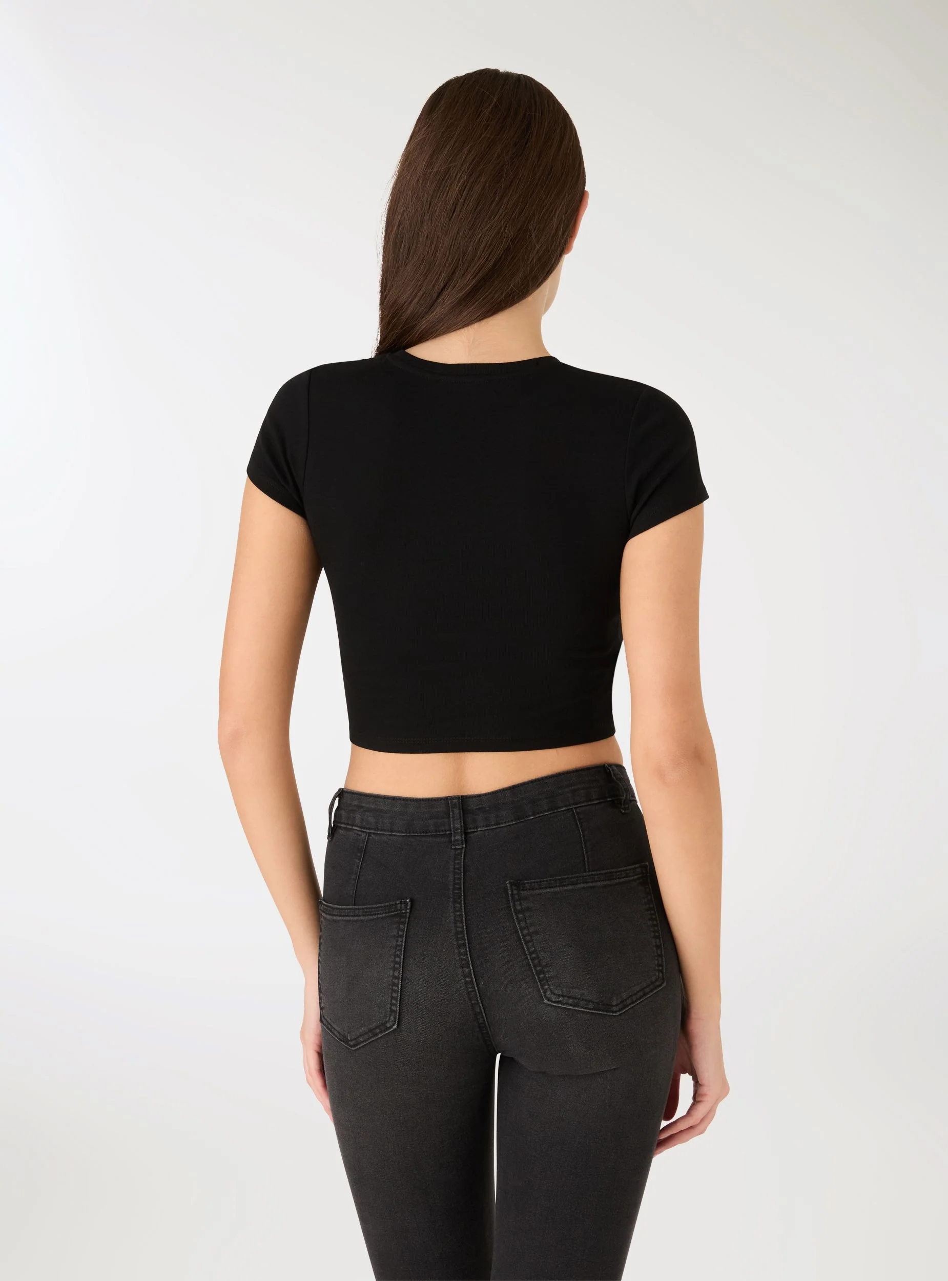 T-shirt crop a tinta unita - Image 2