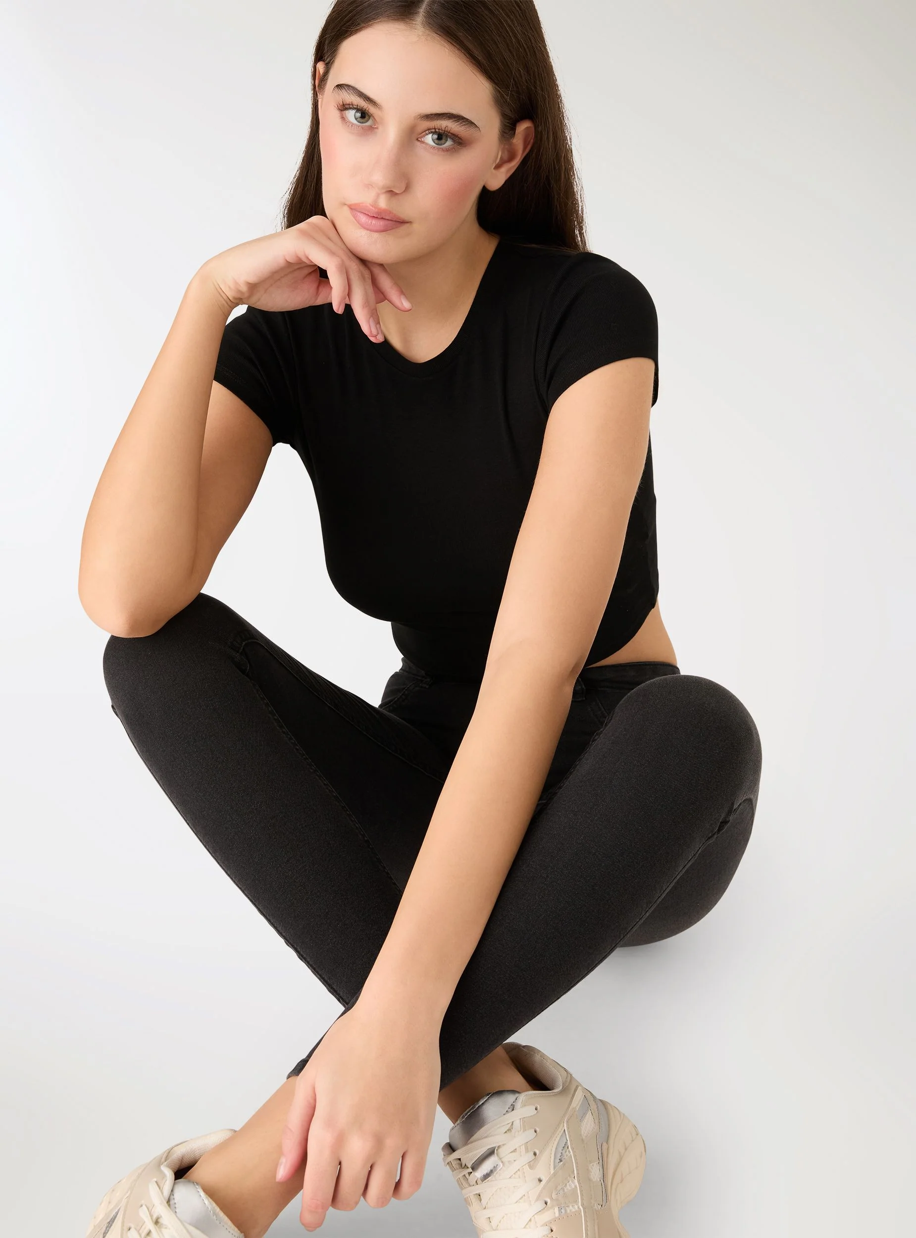 T-shirt crop a tinta unita - Image 3