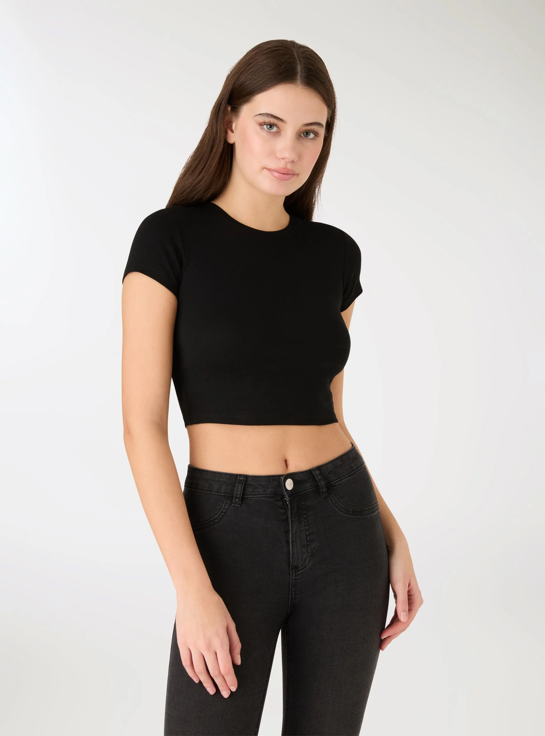 T-shirt crop a tinta unita - Image 8