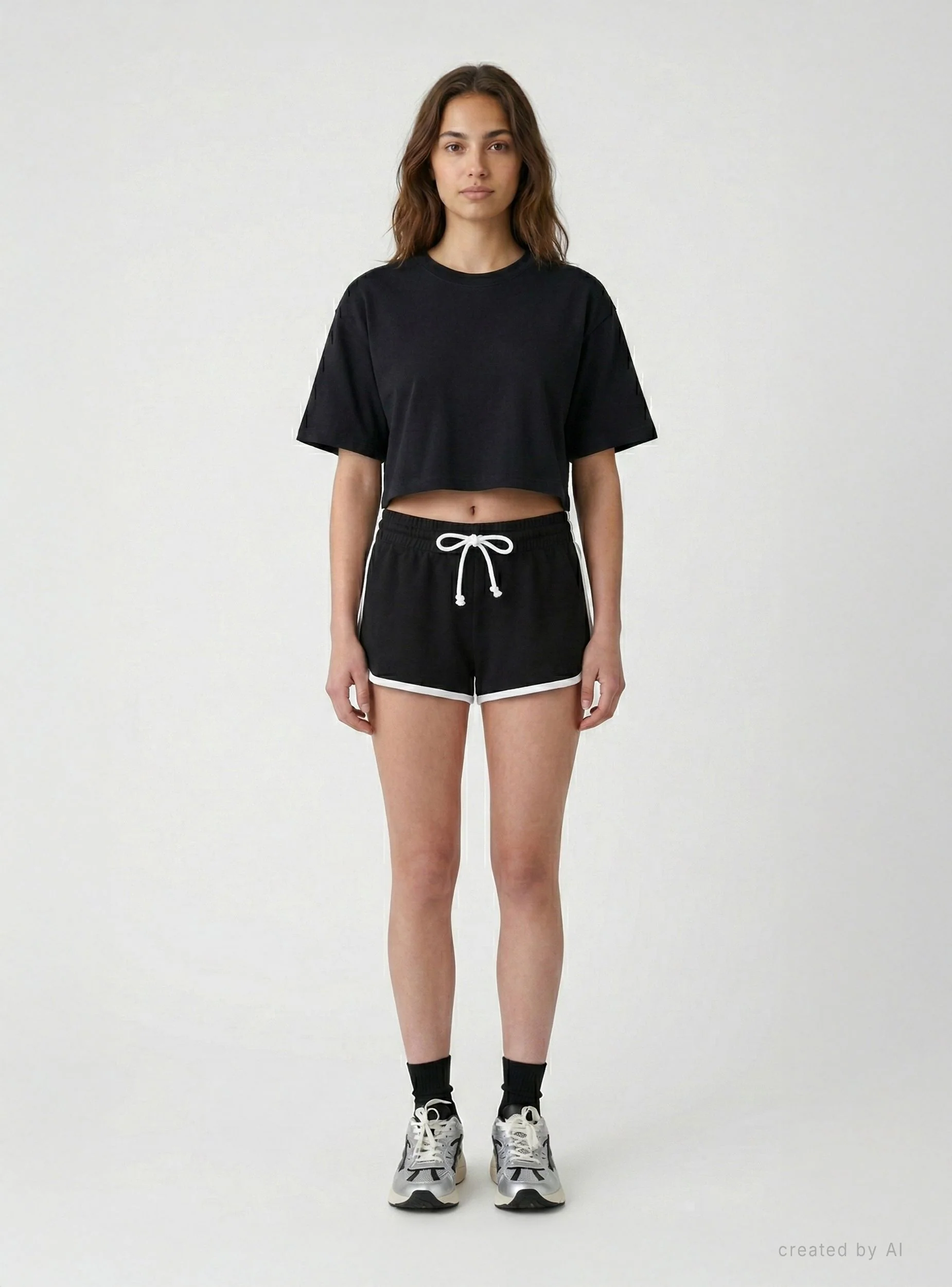 T-shirt crop a tinta unita - Image 2