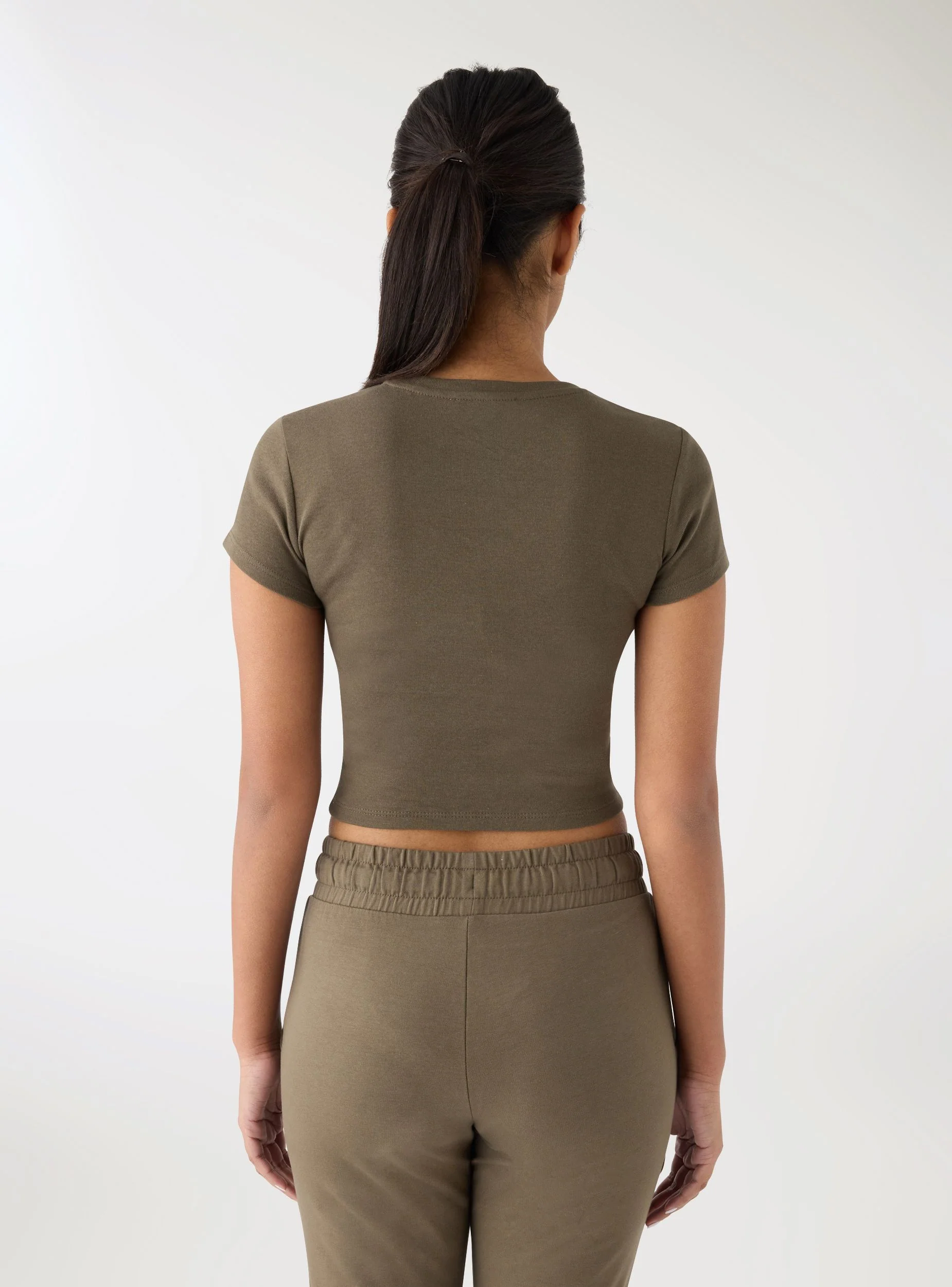 T-shirt crop a tinta unita - Image 2