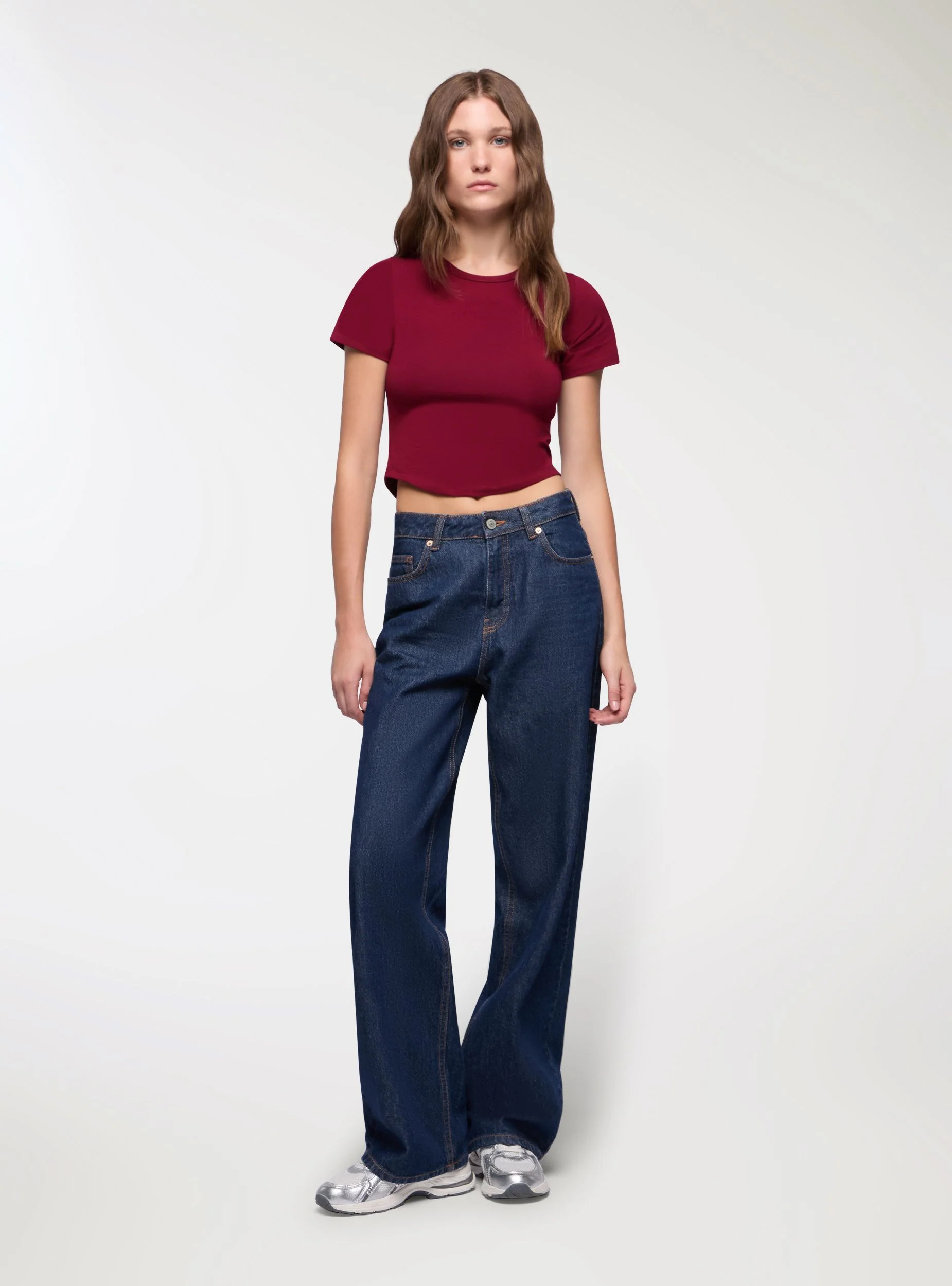 T-shirt crop a tinta unita