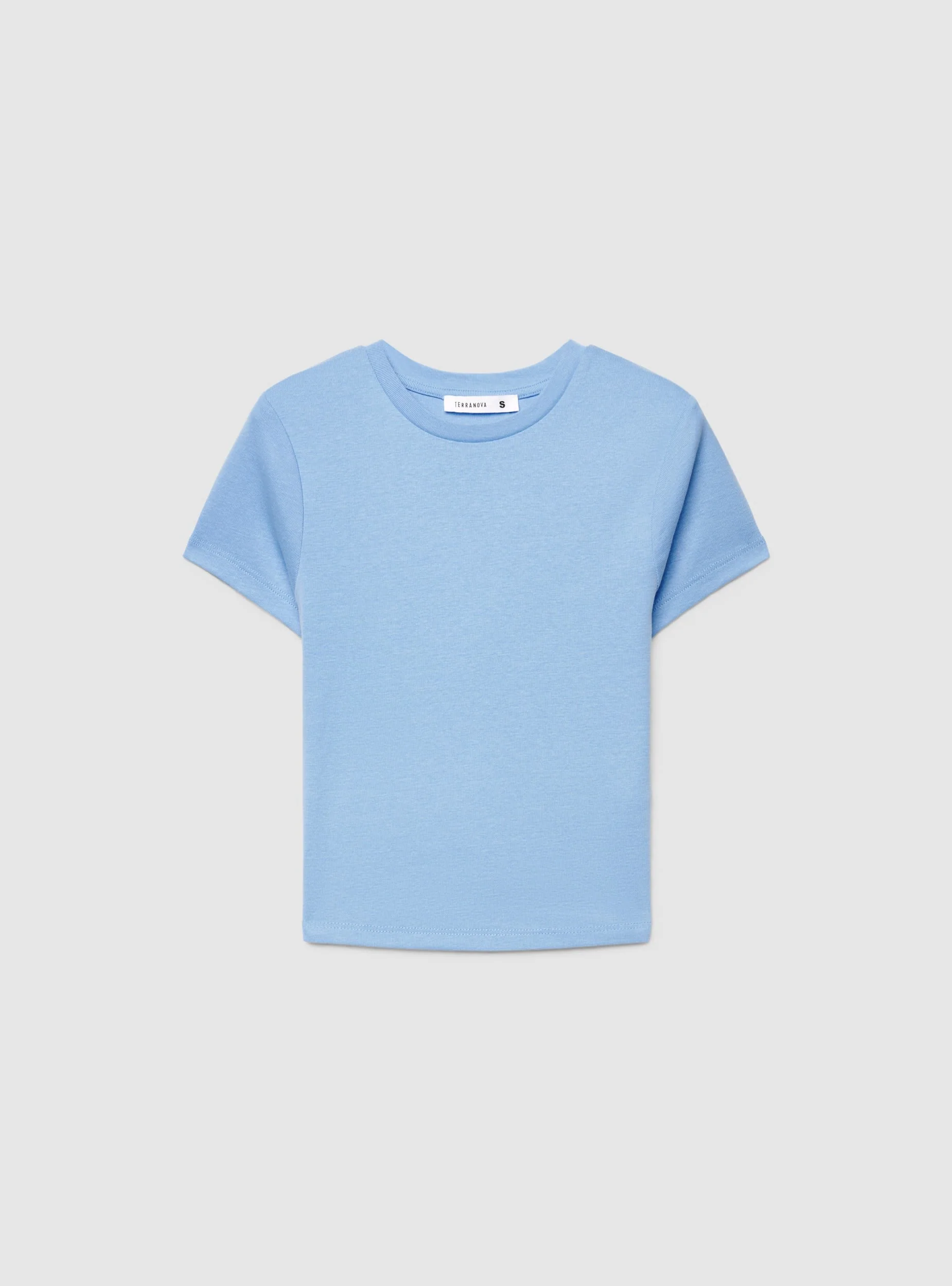 T-shirt crop aderente a tinta unita - Image 7