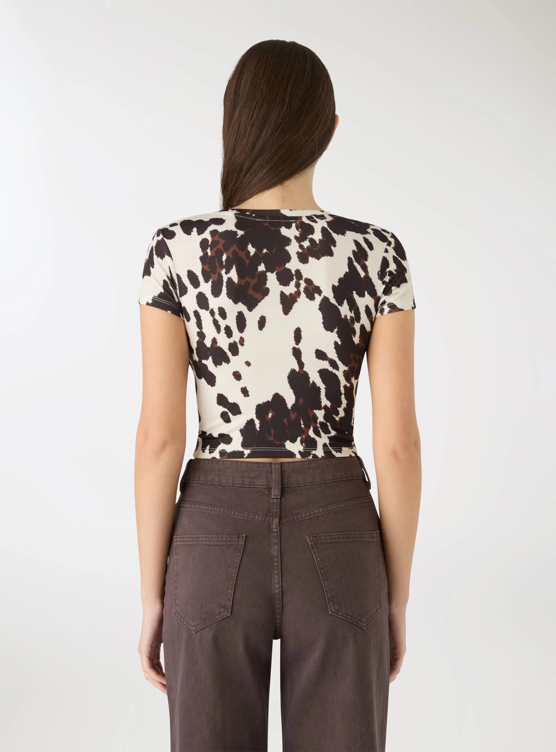 T-shirt crop aderente animalier