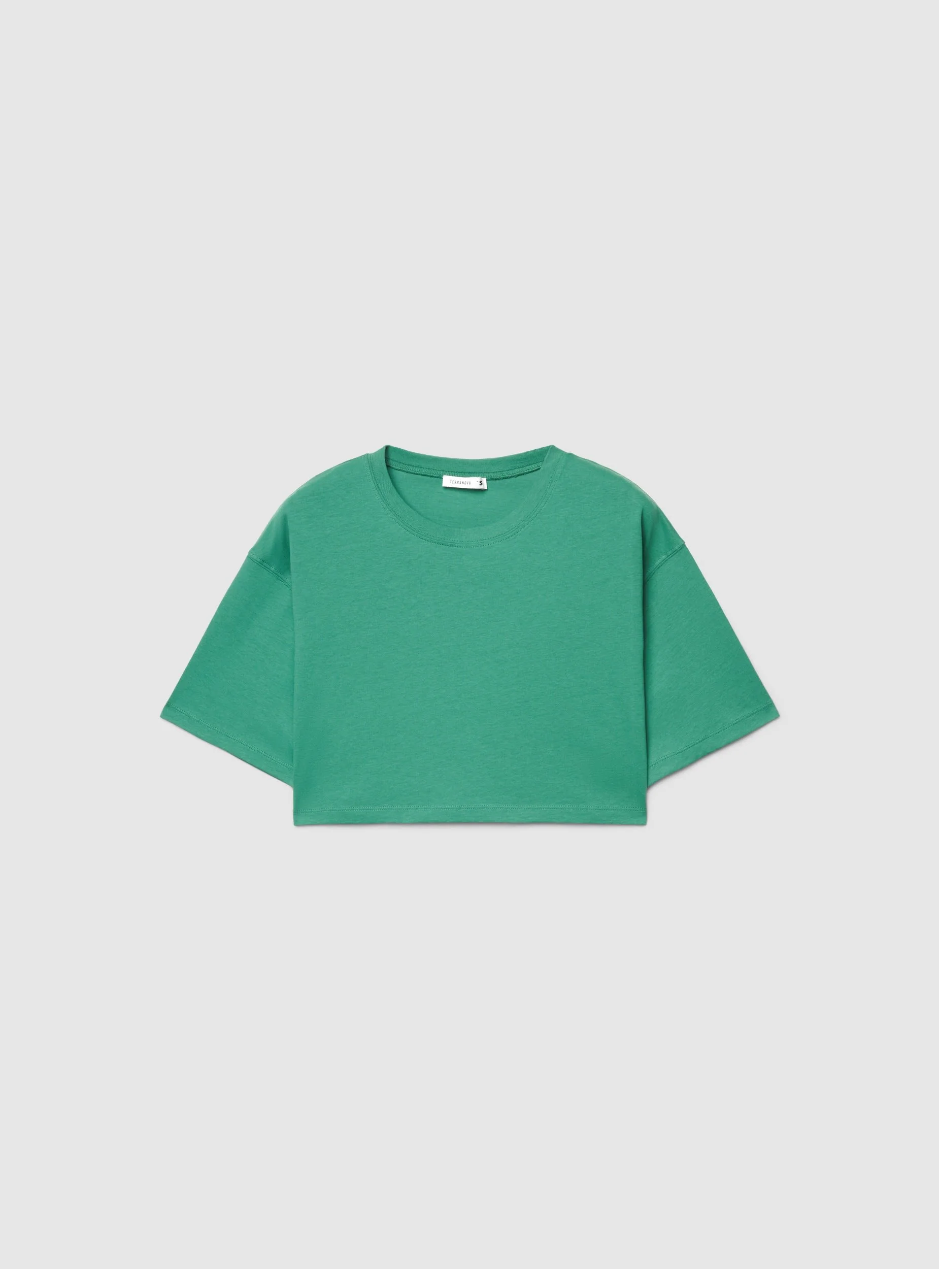 T-shirt crop ampia a tinta unita - Image 5