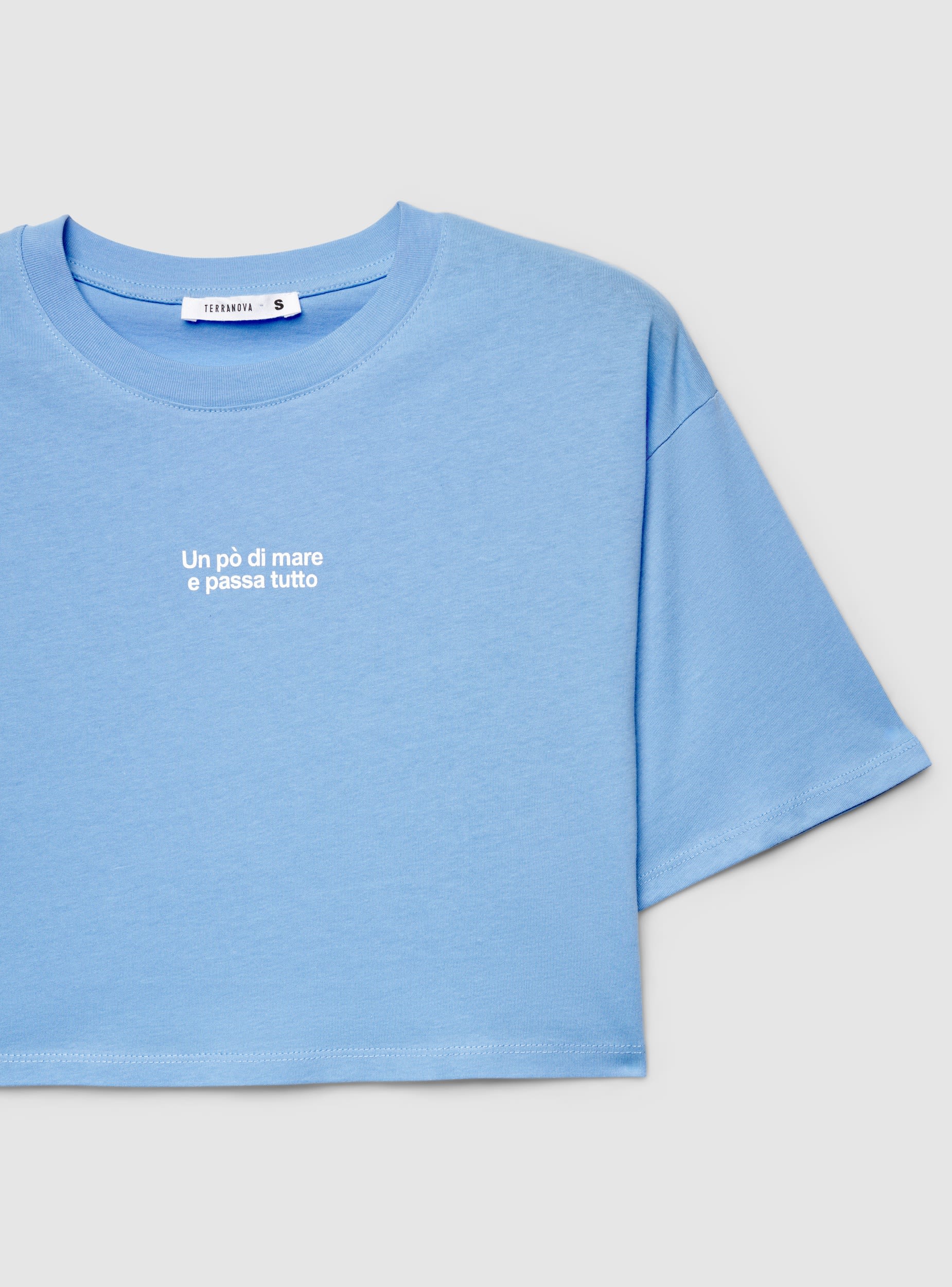 T-shirt crop ampia con scritta - Image 5