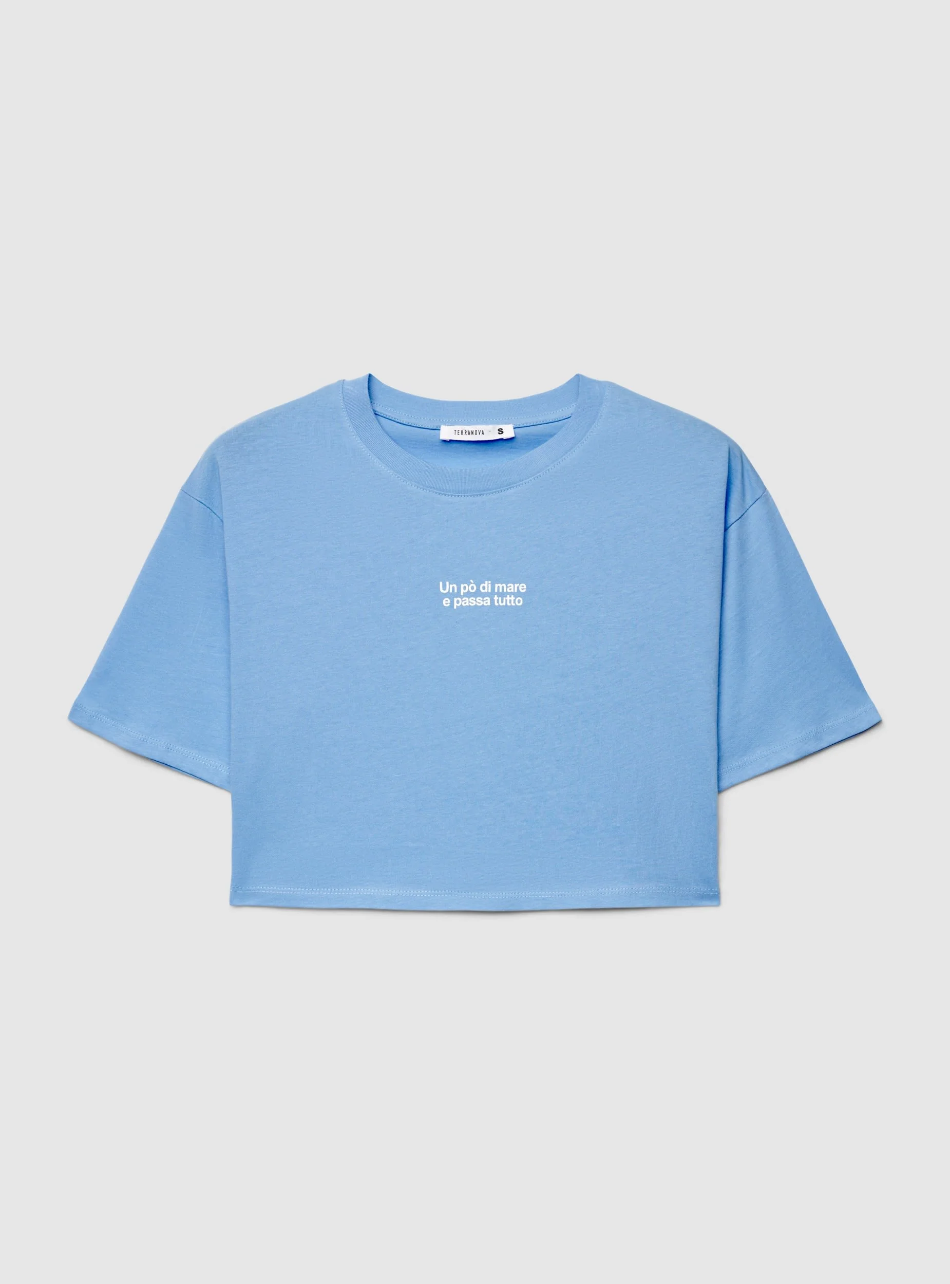T-shirt crop ampia con scritta - Image 7