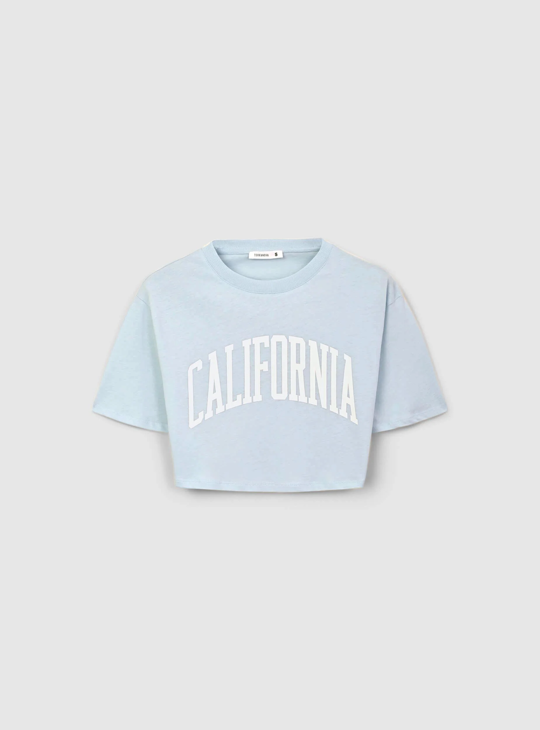 T-shirt crop ampia con stampa college - Image 4