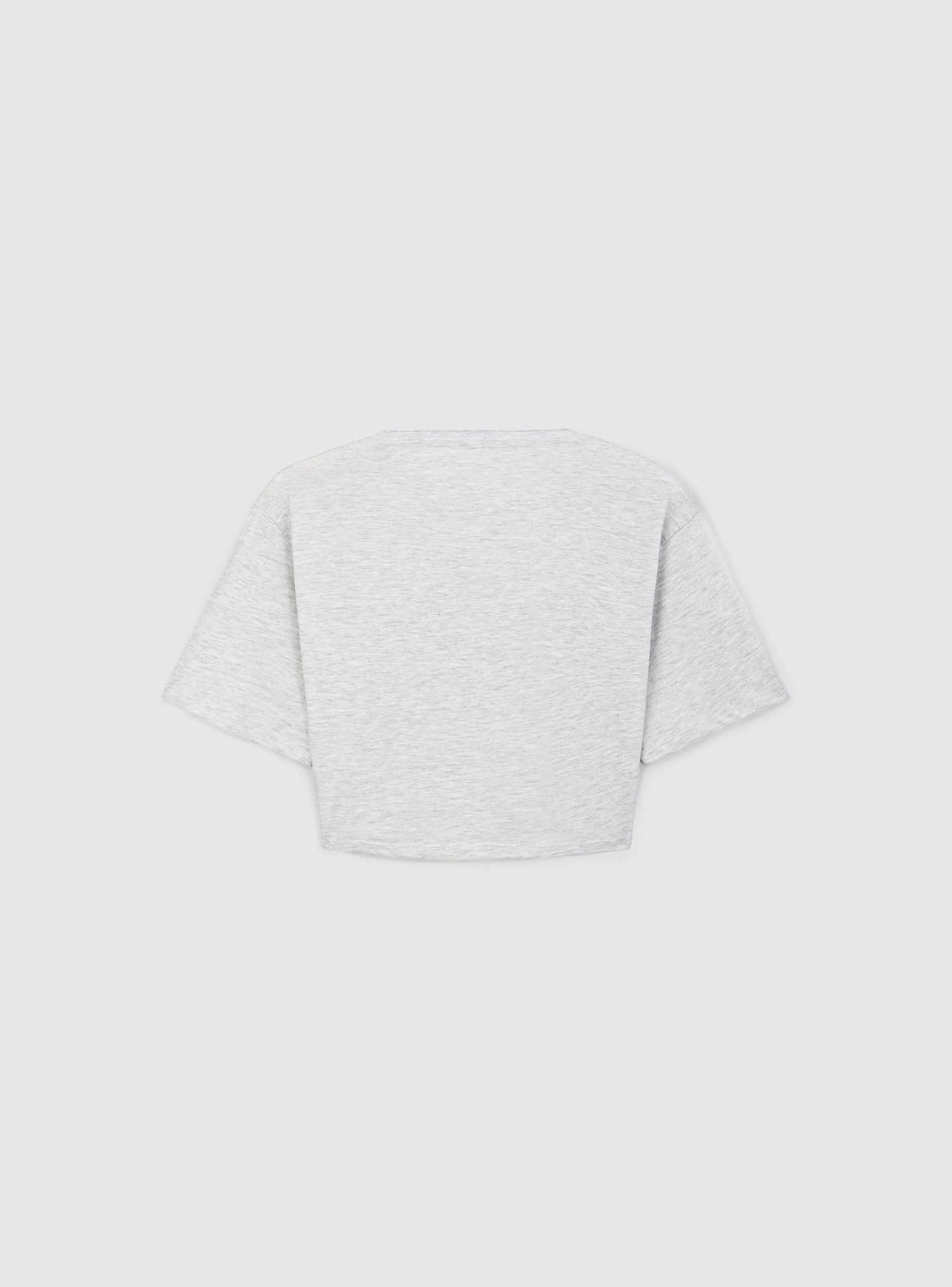 T-shirt crop ampia con stampa college - Image 4