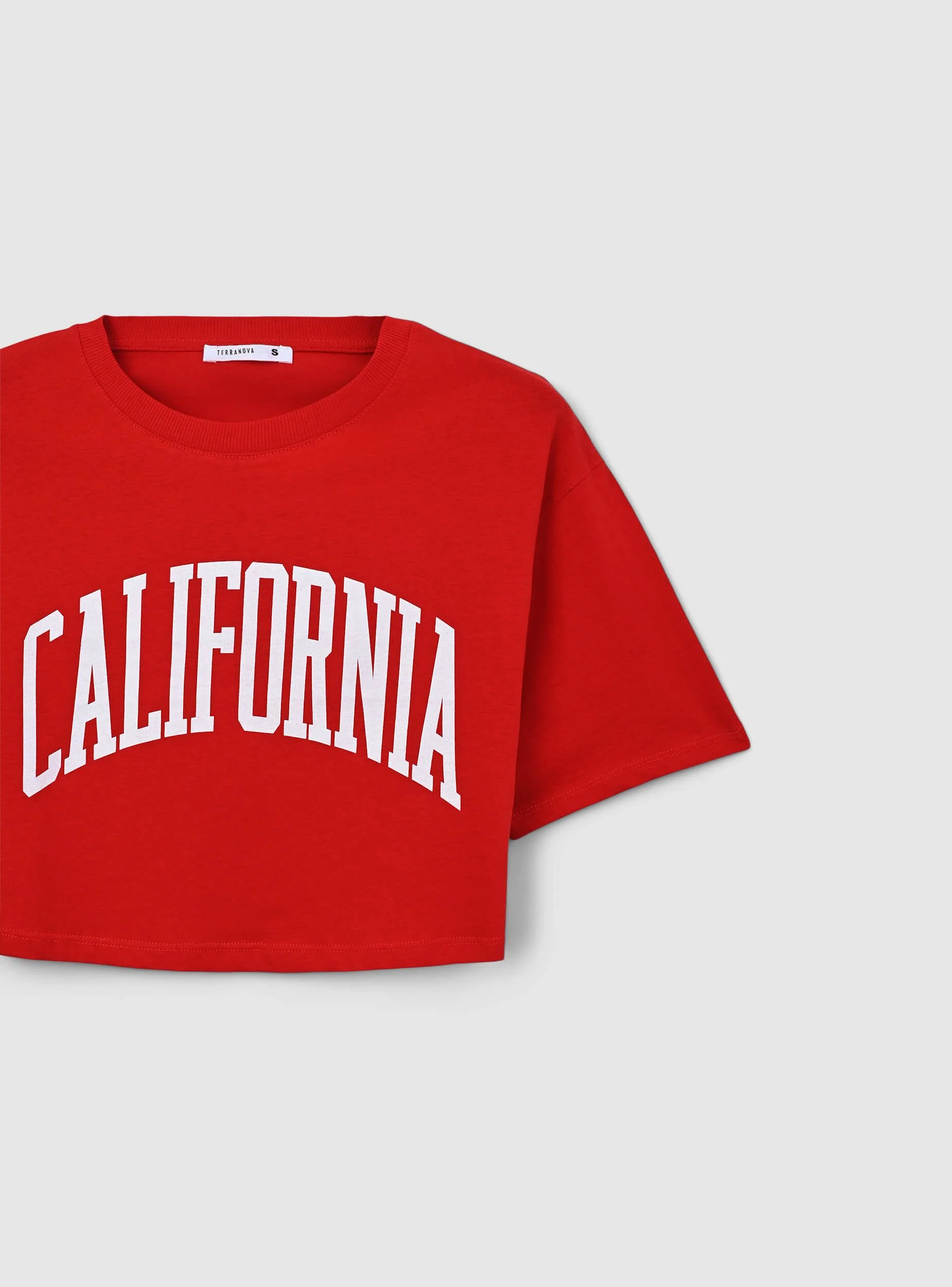 T-shirt crop ampia con stampa college - Image 5