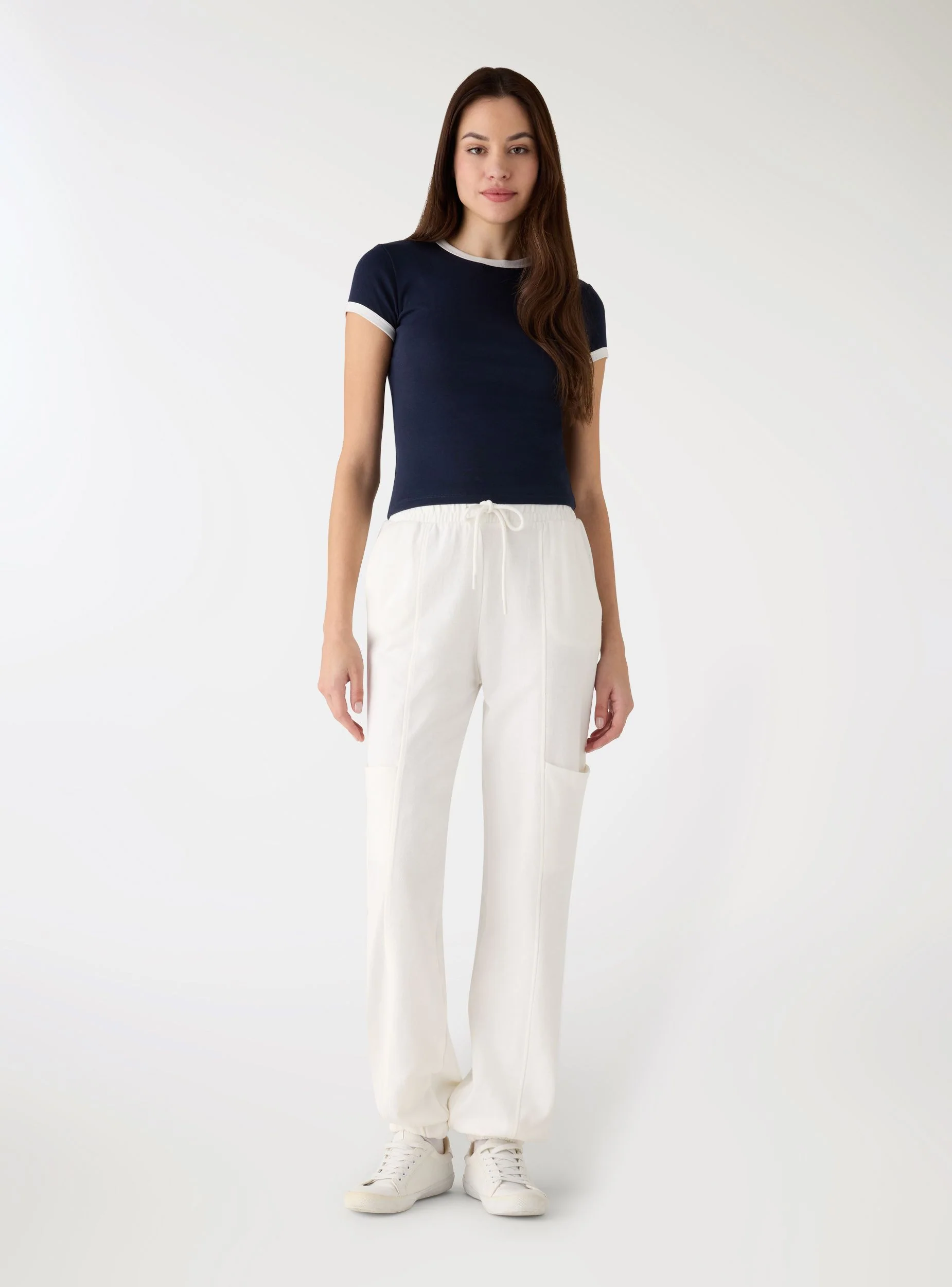 T-shirt crop con bordi a contrasto - Image 2