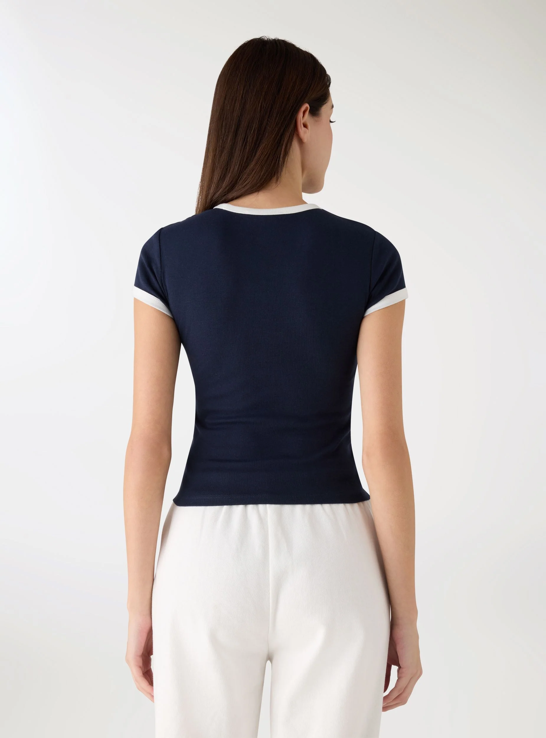 T-shirt crop con bordi a contrasto - Image 3